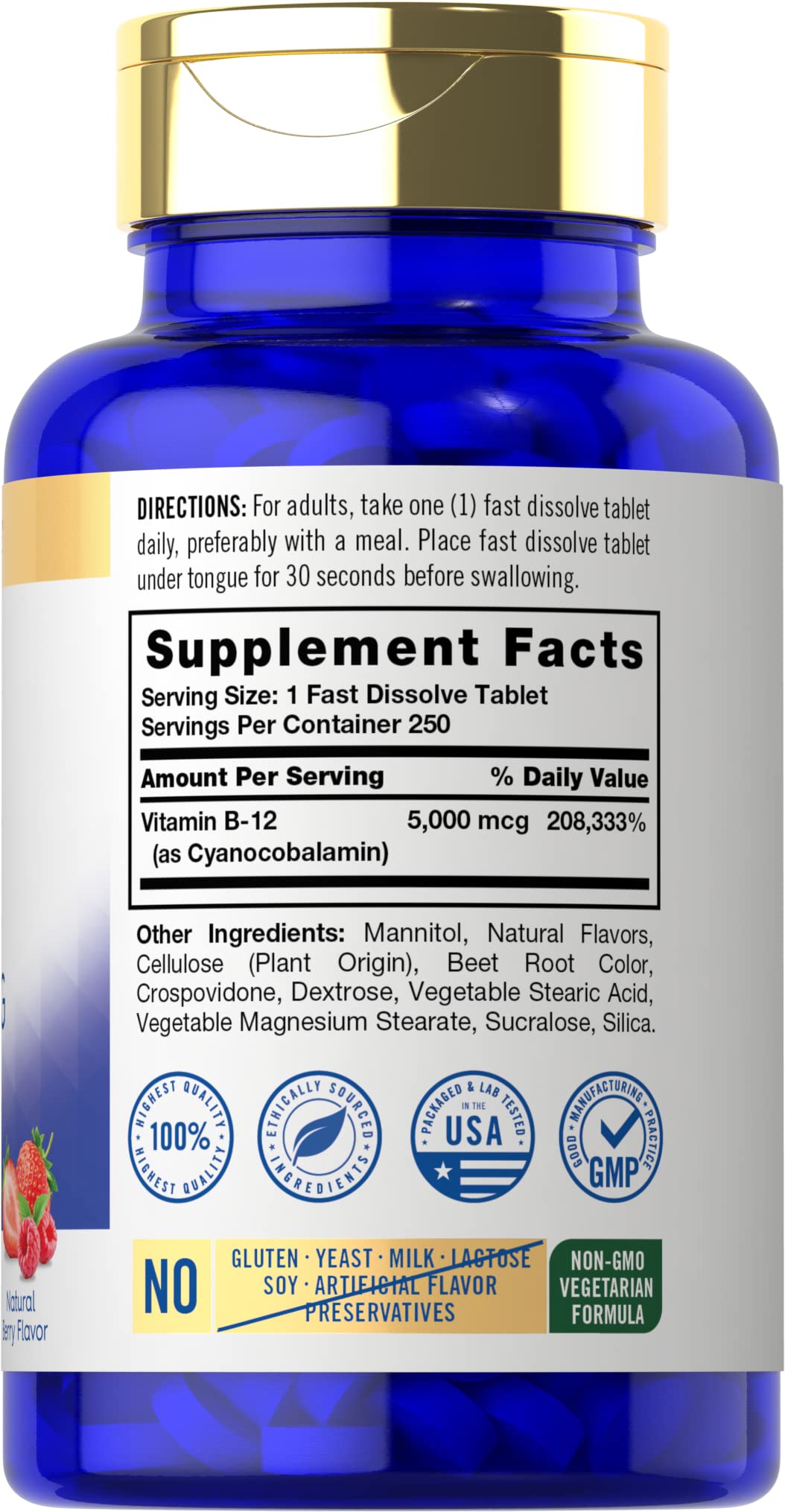 Foto 3 pulgar | Suplemento Carlyle De Vitamina B12 5000 Mcg 250 Tabletas - Venta Internacional.