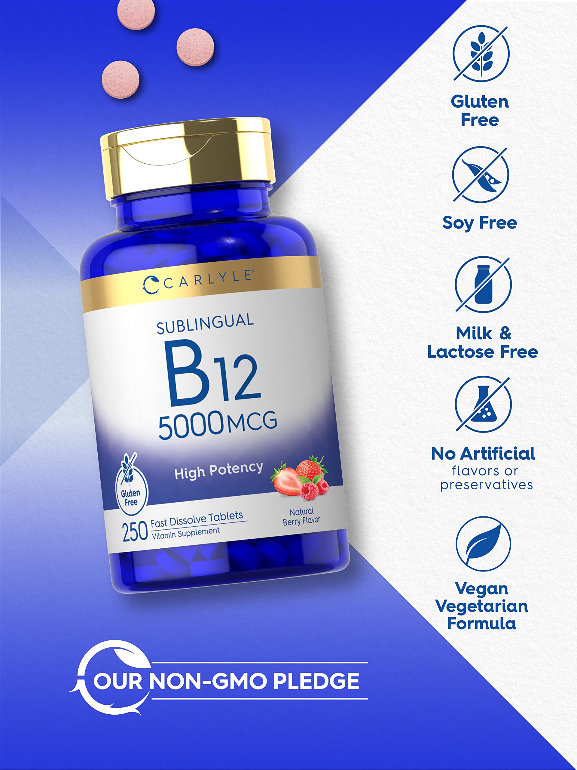 Foto 4 | Suplemento Carlyle De Vitamina B12 5000 Mcg 250 Tabletas - Venta Internacional.