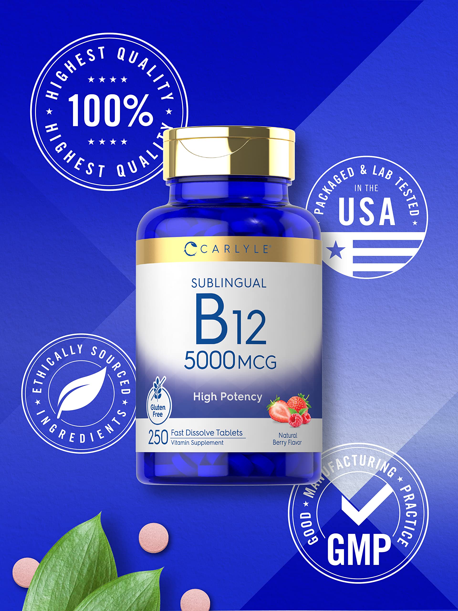 Foto 6 pulgar | Suplemento Carlyle De Vitamina B12 5000 Mcg 250 Tabletas - Venta Internacional.