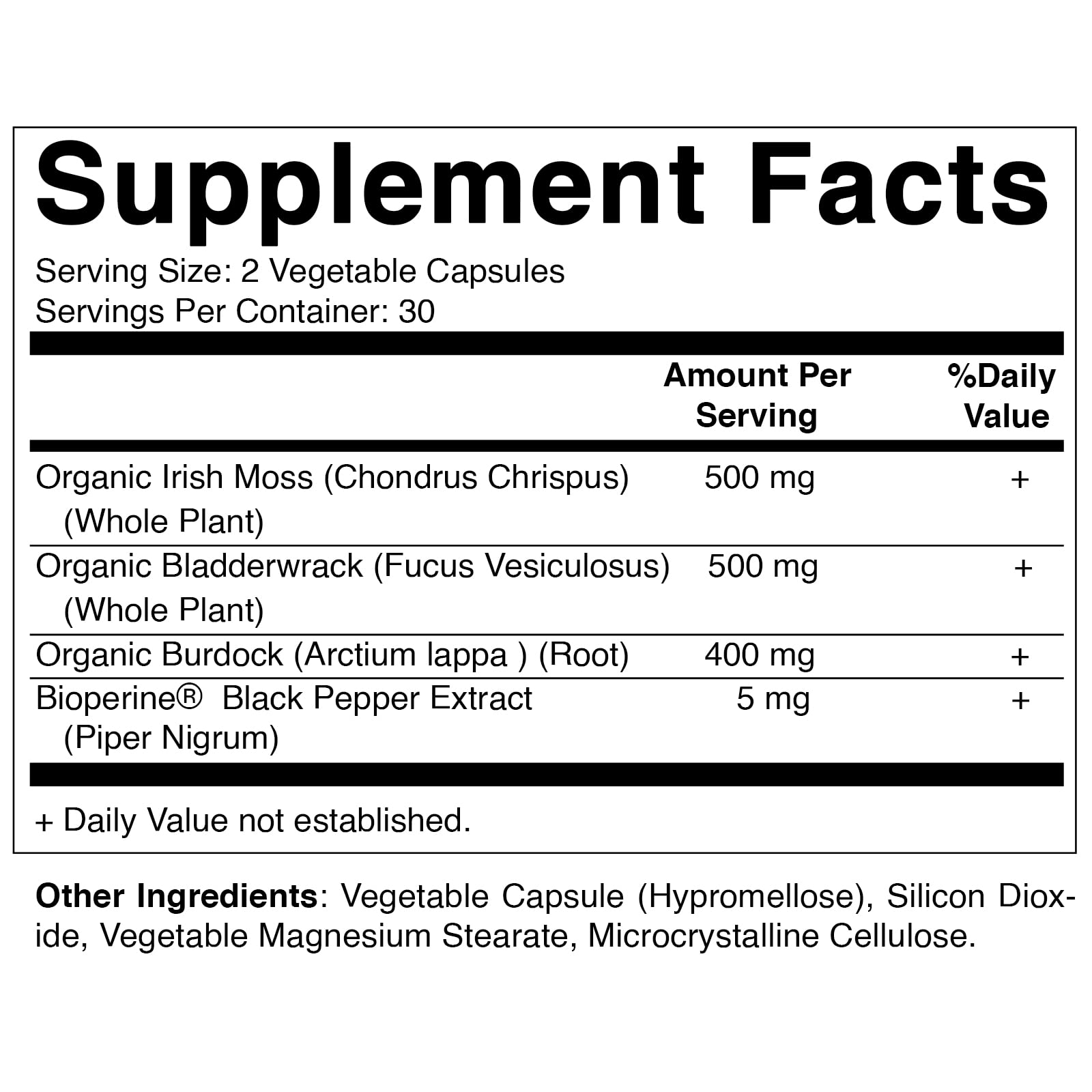 Foto 3 pulgar | Suplemento Vitamatic Organic Irish Sea Moss 120 Cápsulas - Venta Internacional.