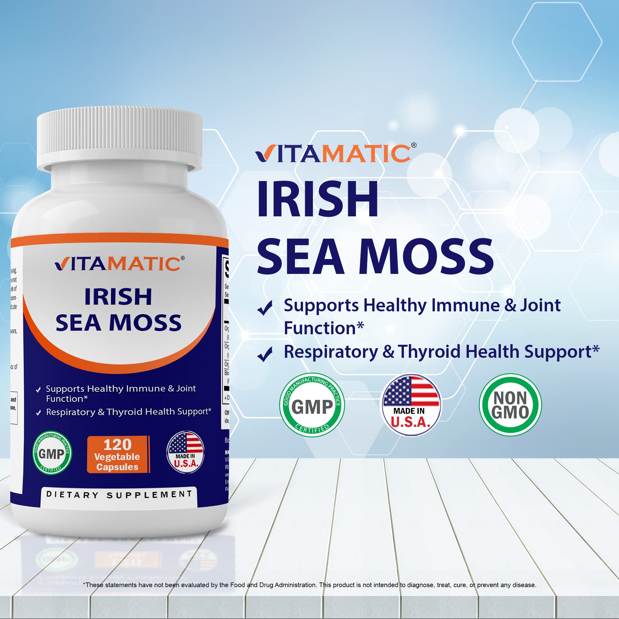 Foto 4 pulgar | Suplemento Vitamatic Organic Irish Sea Moss 120 Cápsulas - Venta Internacional.