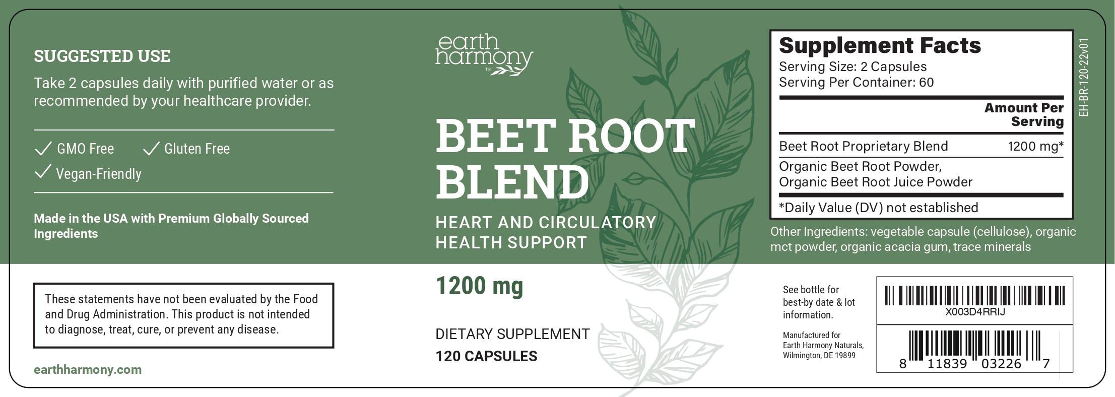 Foto 4 pulgar | Suplemento Earth Harmony Naturals, Raíz De Remolacha, 1200 Mg, 120 Cápsulas - Venta Internacional.