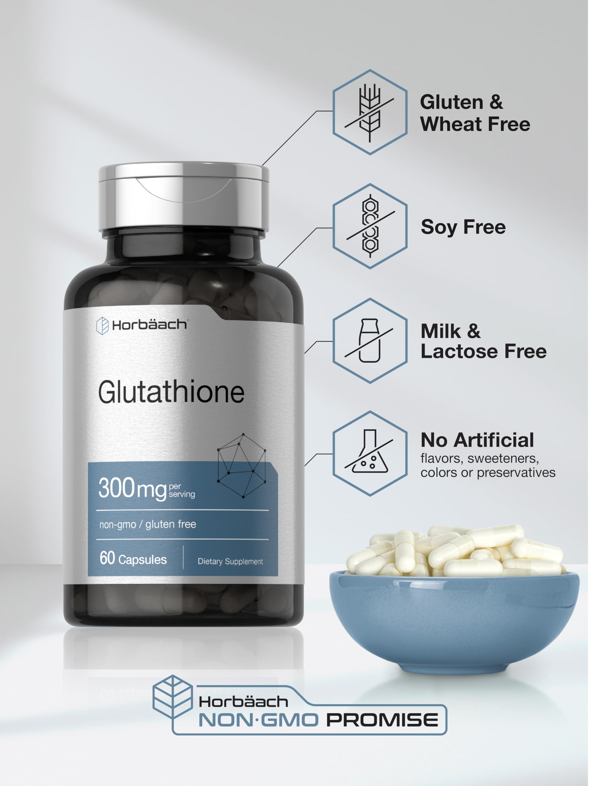Foto 6 pulgar | Suplemento Horbaach Glutatión 300 Mg 60 Cápsulas Sin Ogm - Venta Internacional.