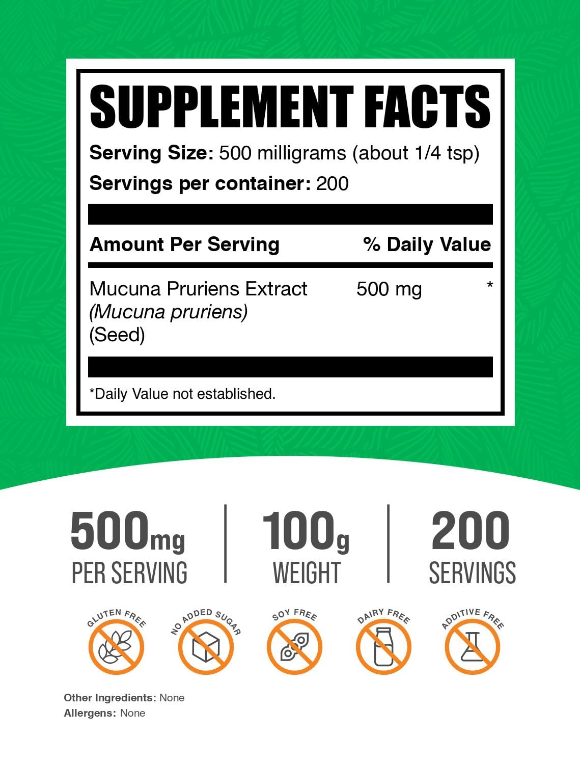 Foto 3 pulgar | Suplemento Bulksupplements.com Extracto De Mucuna Pruriens 100 G - Venta Internacional.