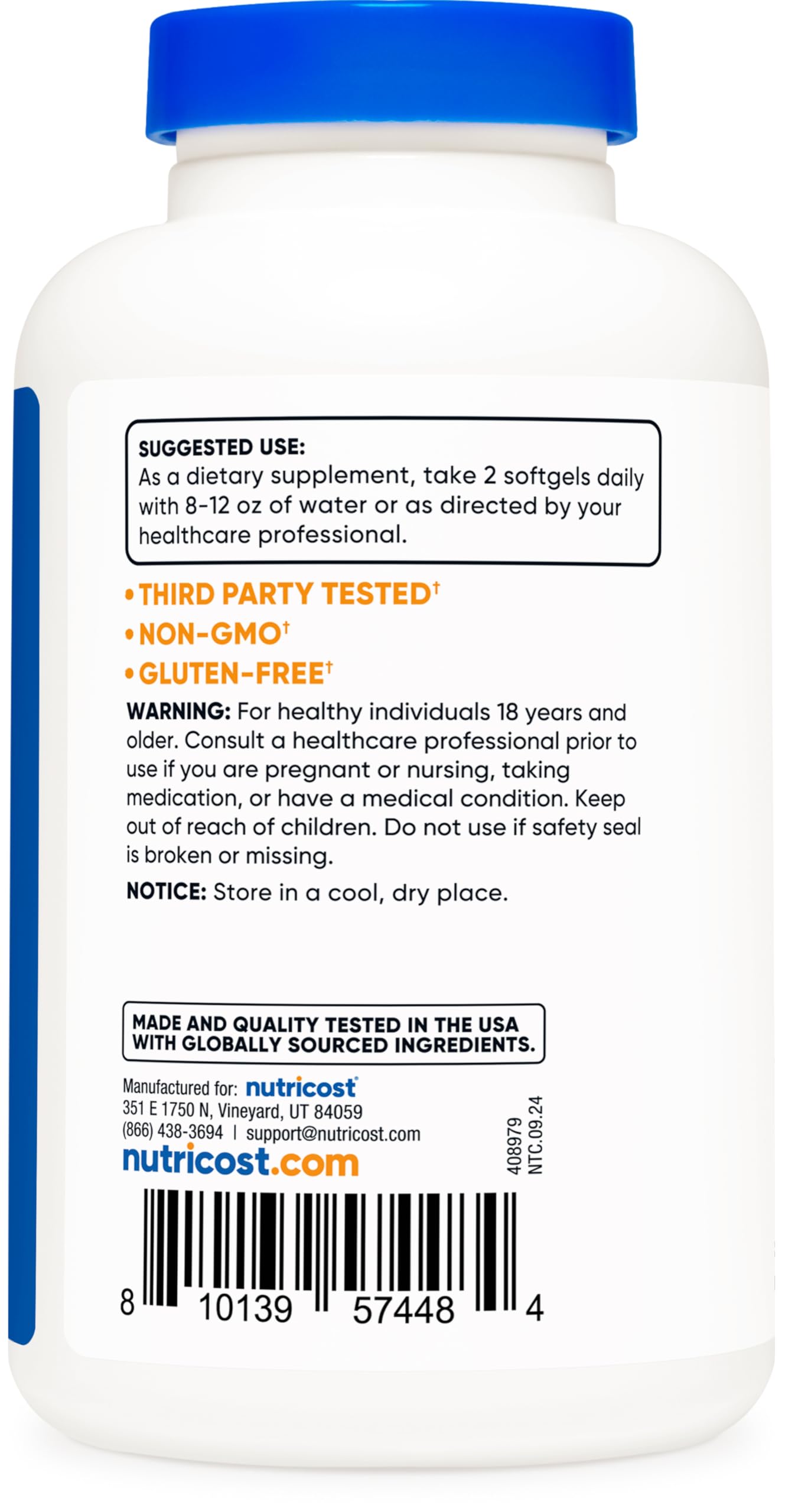 Foto 4 | Suplemento Nutricost De Ácido Caprílico 1200 Mg 120 Cápsulas Blandas - Venta Internacional.