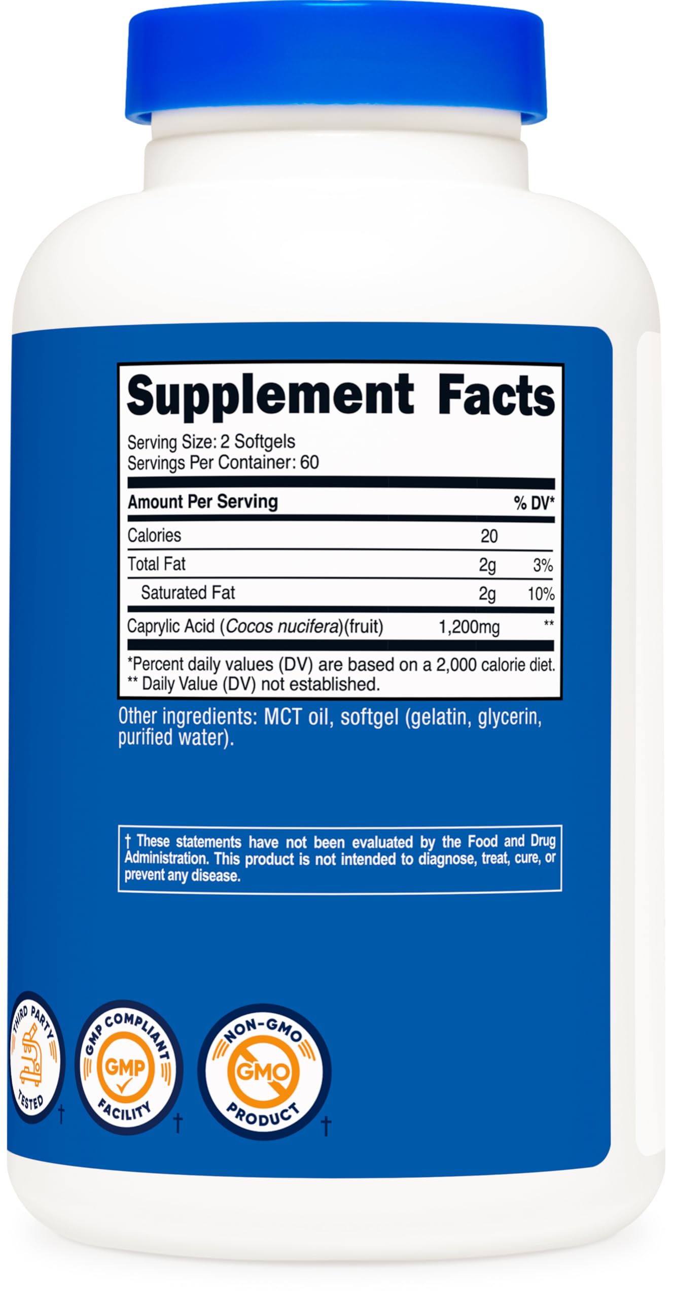 Foto 5 | Suplemento Nutricost De Ácido Caprílico 1200 Mg 120 Cápsulas Blandas - Venta Internacional.