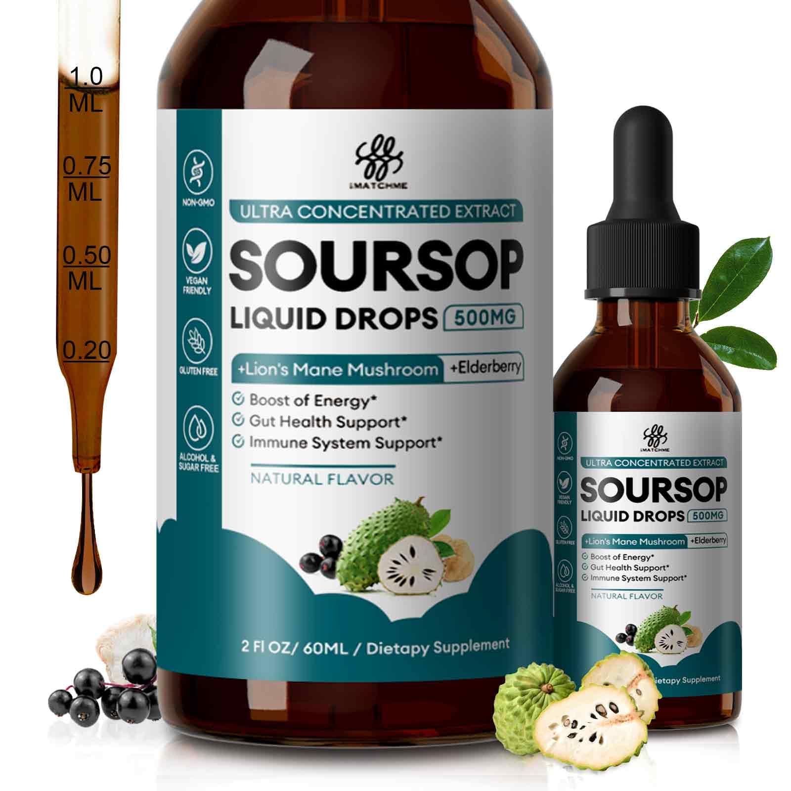 Gota Líquida Imatchme De Guanábana Y Graviola Con Saúco, 60 Ml - Venta Internacional.