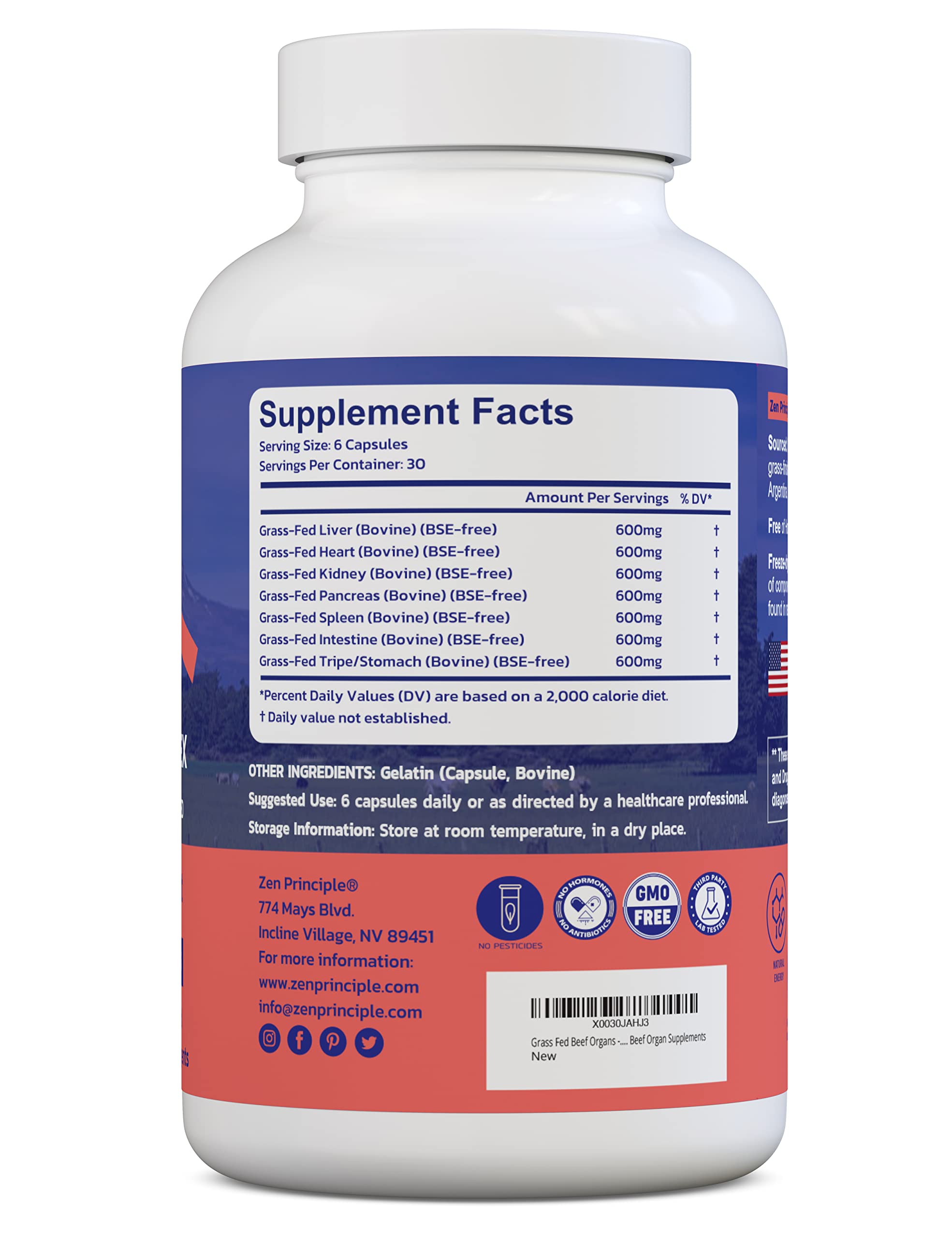 Foto 3 | Suplementos Zen Principle: Órganos De Carne De Res Alimentados - Venta Internacional.