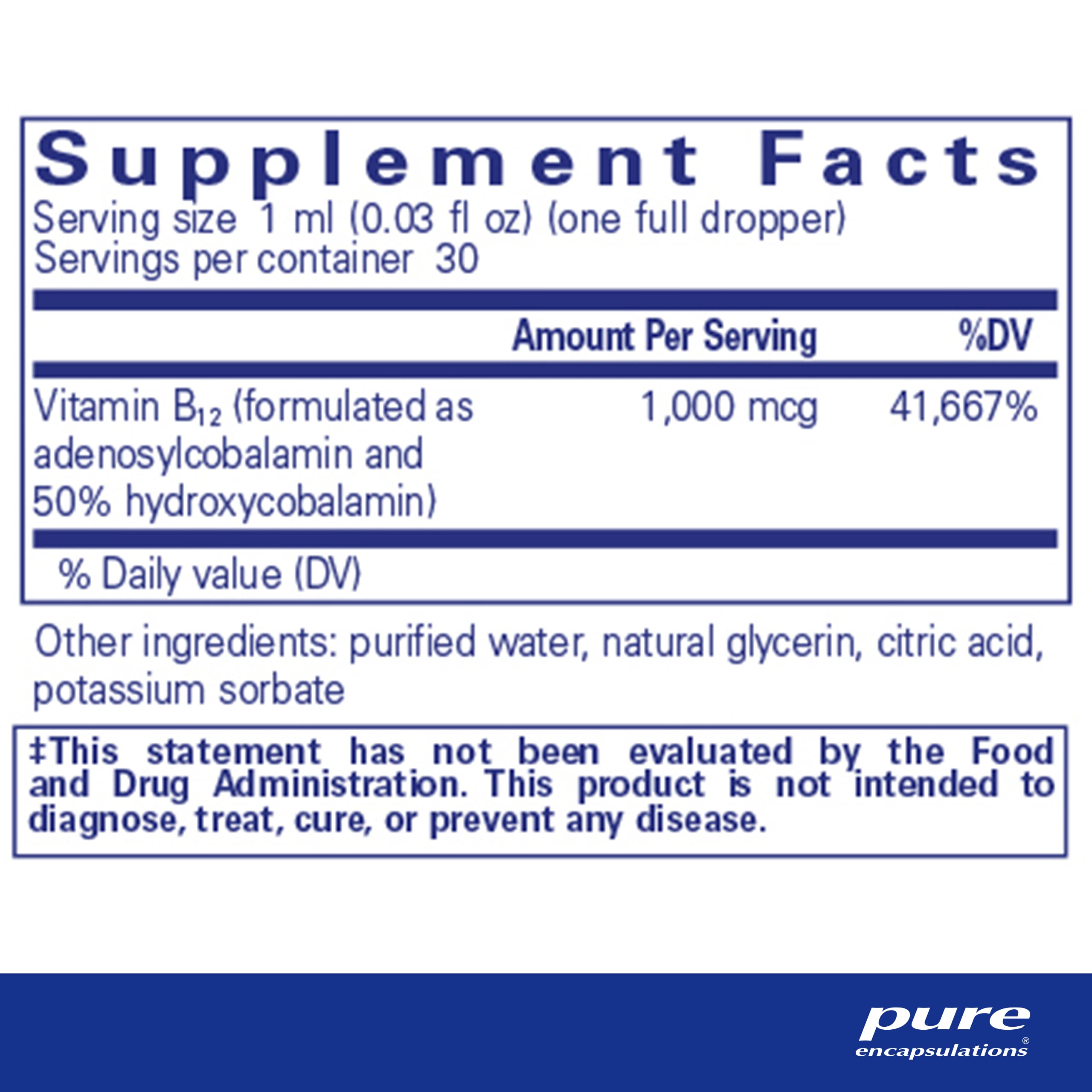 Foto 3 pulgar | Suplemento Pure Encapsulations Adenosil/hidroxi B12 30 Ml - Venta Internacional.