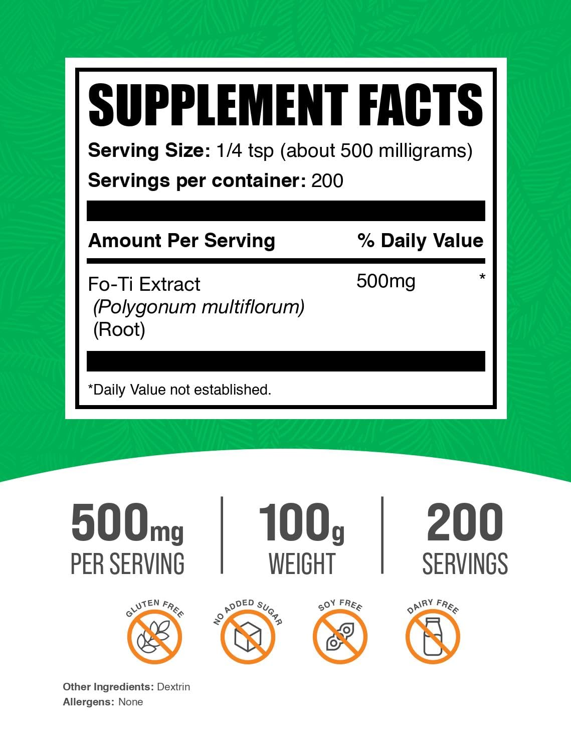 Foto 3 pulgar | Suplemento Bulksupplements.com Extracto De Fo-ti En Polvo 100 G - Venta Internacional.