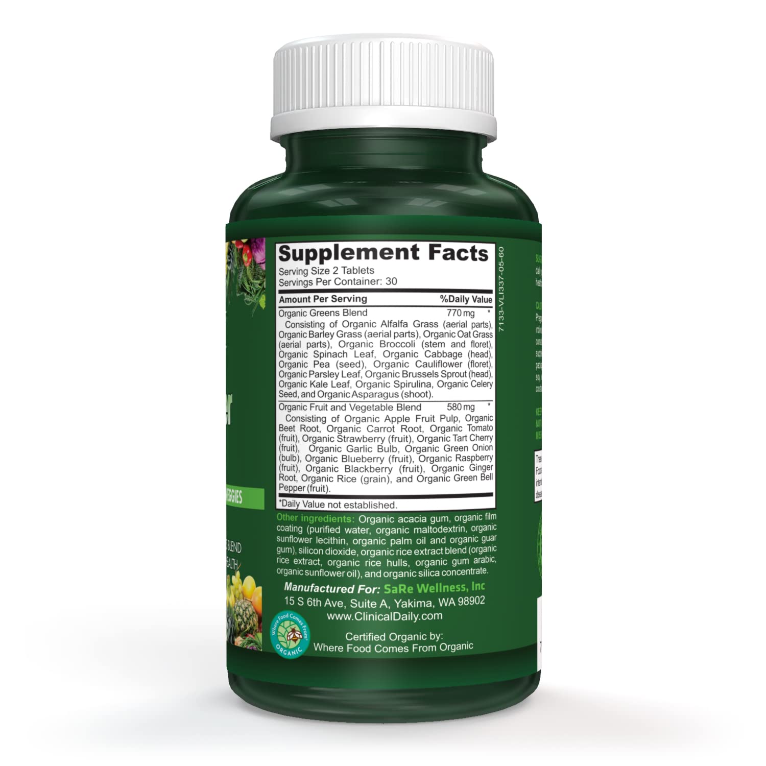 Foto 6 pulgar | Suplemento Clinical Daily Raw Power Greens Organic 60 Comprimidos - Venta Internacional.