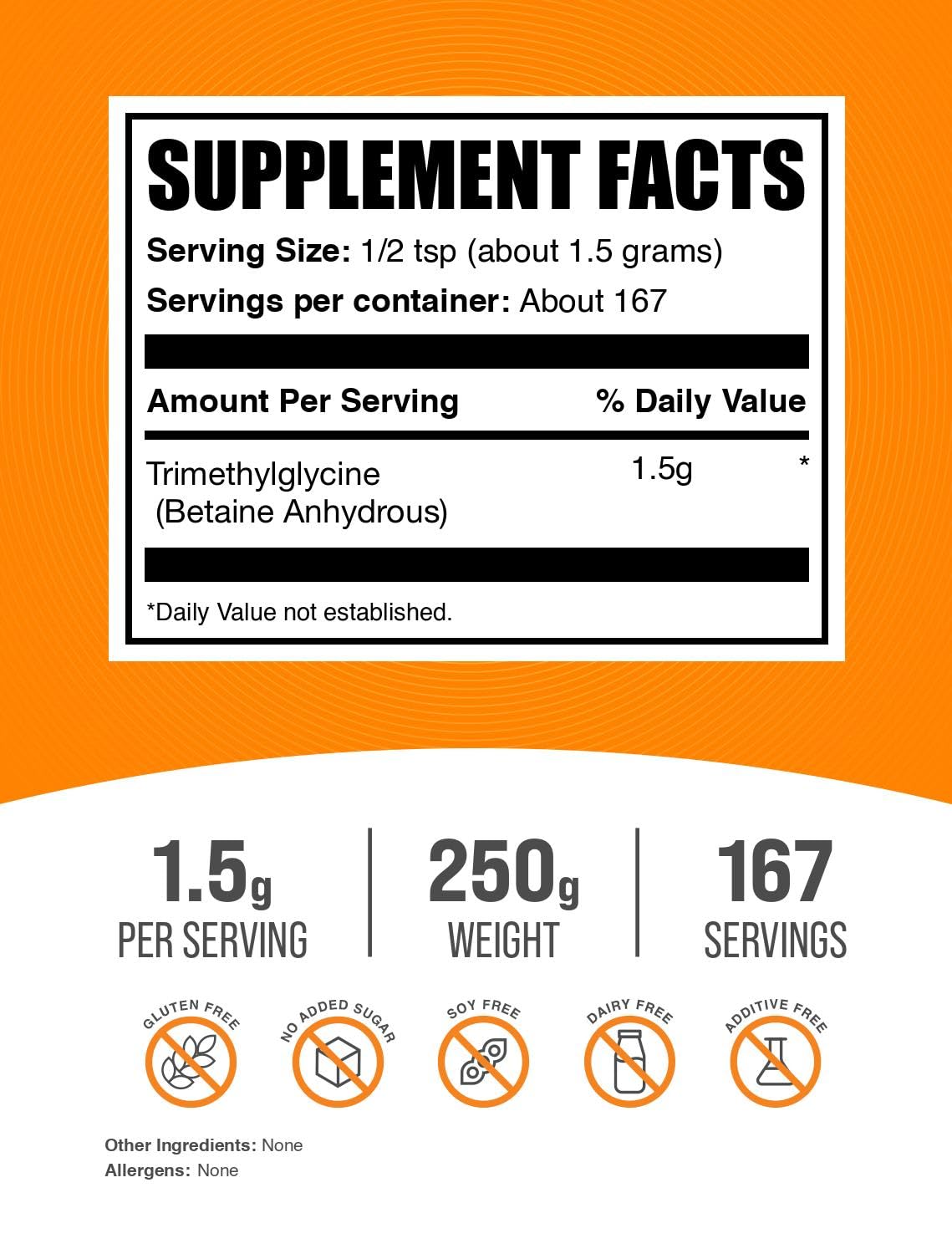 Foto 3 pulgar | Suplemento Bulksupplements.com Tmg En Polvo 250 G (250 Ml) - Venta Internacional.