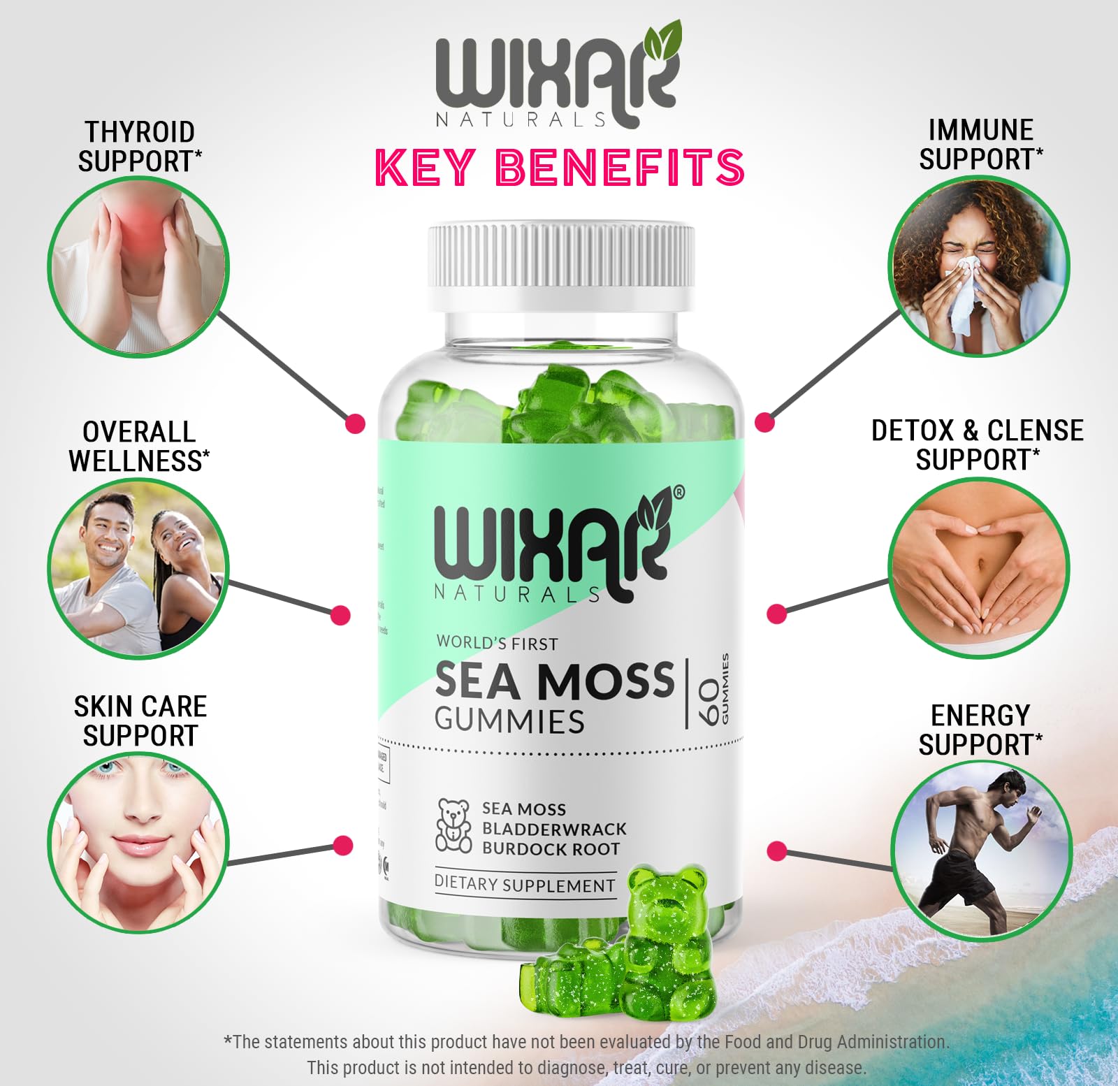 Foto 4 pulgar | Suplementos Wixar Naturals Sea Moss Gomies 60 Gomitas Veganas - Venta Internacional.