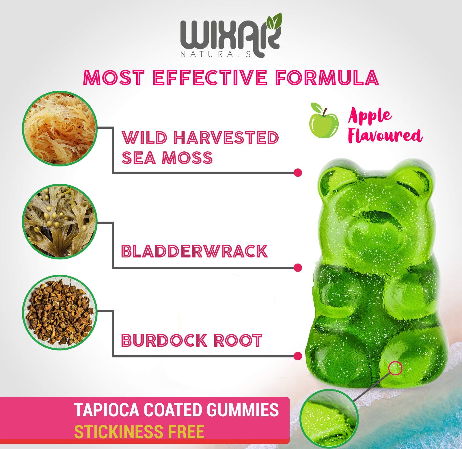 Foto 5 pulgar | Suplementos Wixar Naturals Sea Moss Gomies 60 Gomitas Veganas - Venta Internacional.