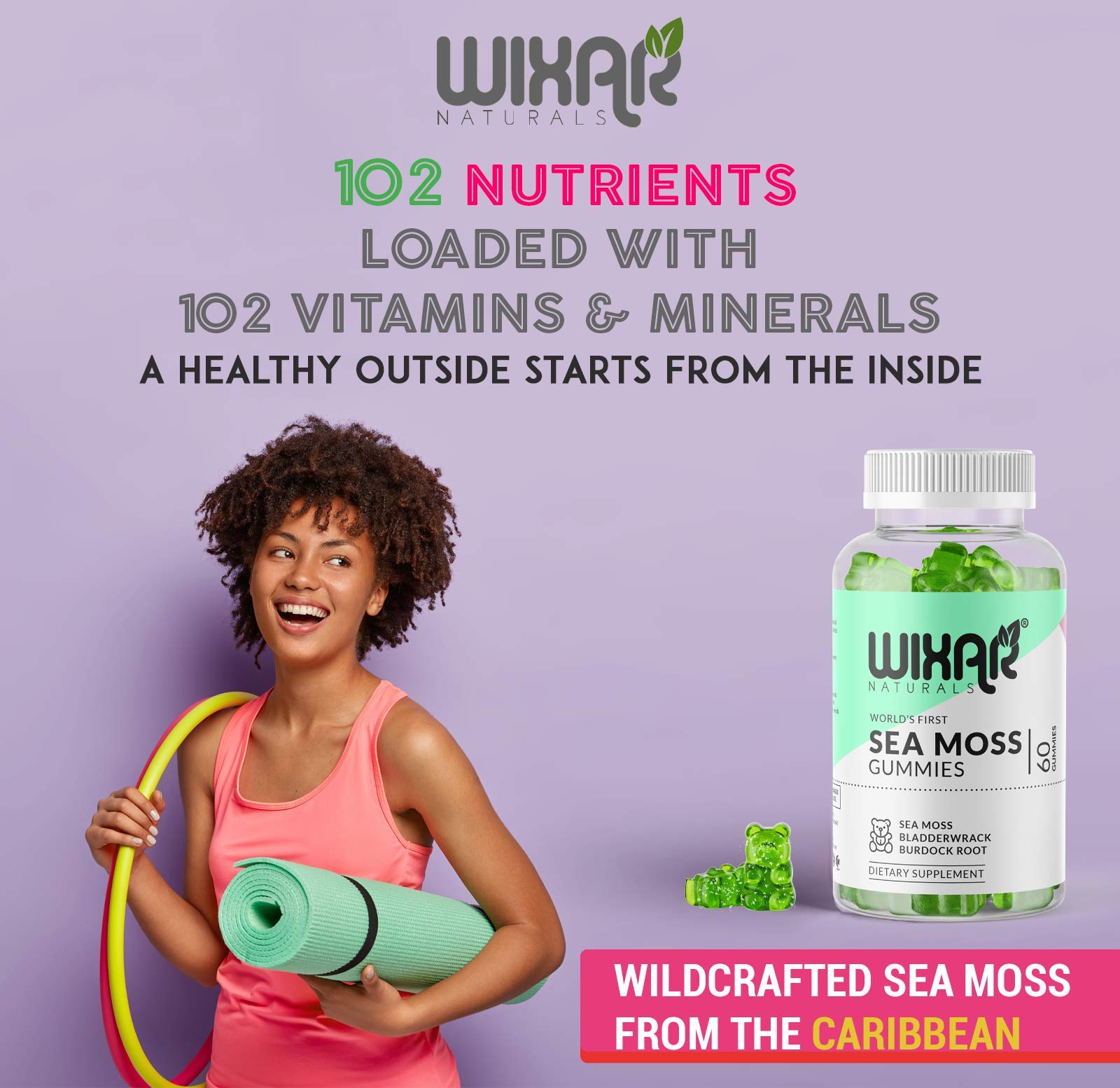 Foto 7 pulgar | Suplementos Wixar Naturals Sea Moss Gomies 60 Gomitas Veganas - Venta Internacional.