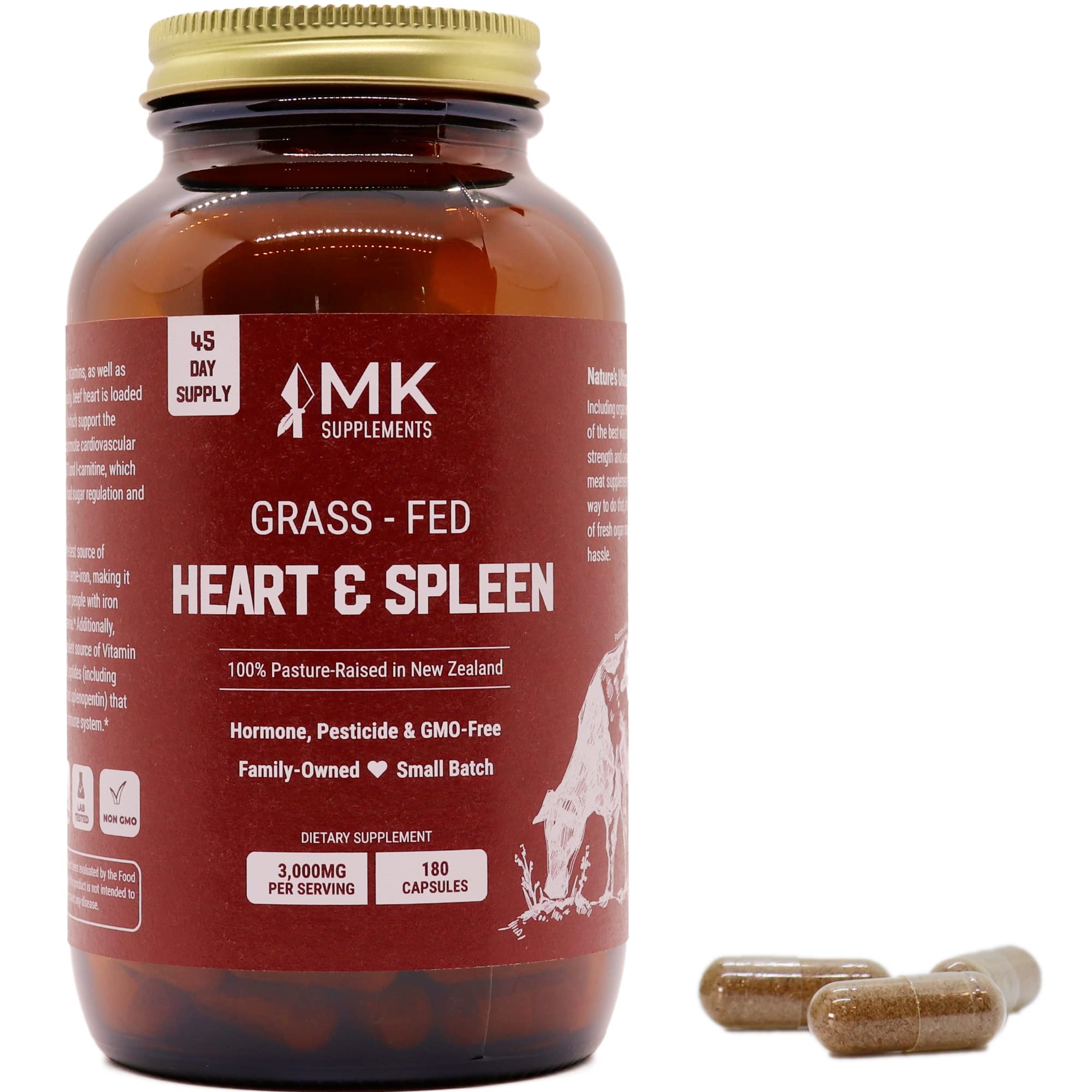 Suplemento Mk Supplements Para Corazón Y Bazo Alimentados Con Pasto, 3000 Mg - Venta Internacional.