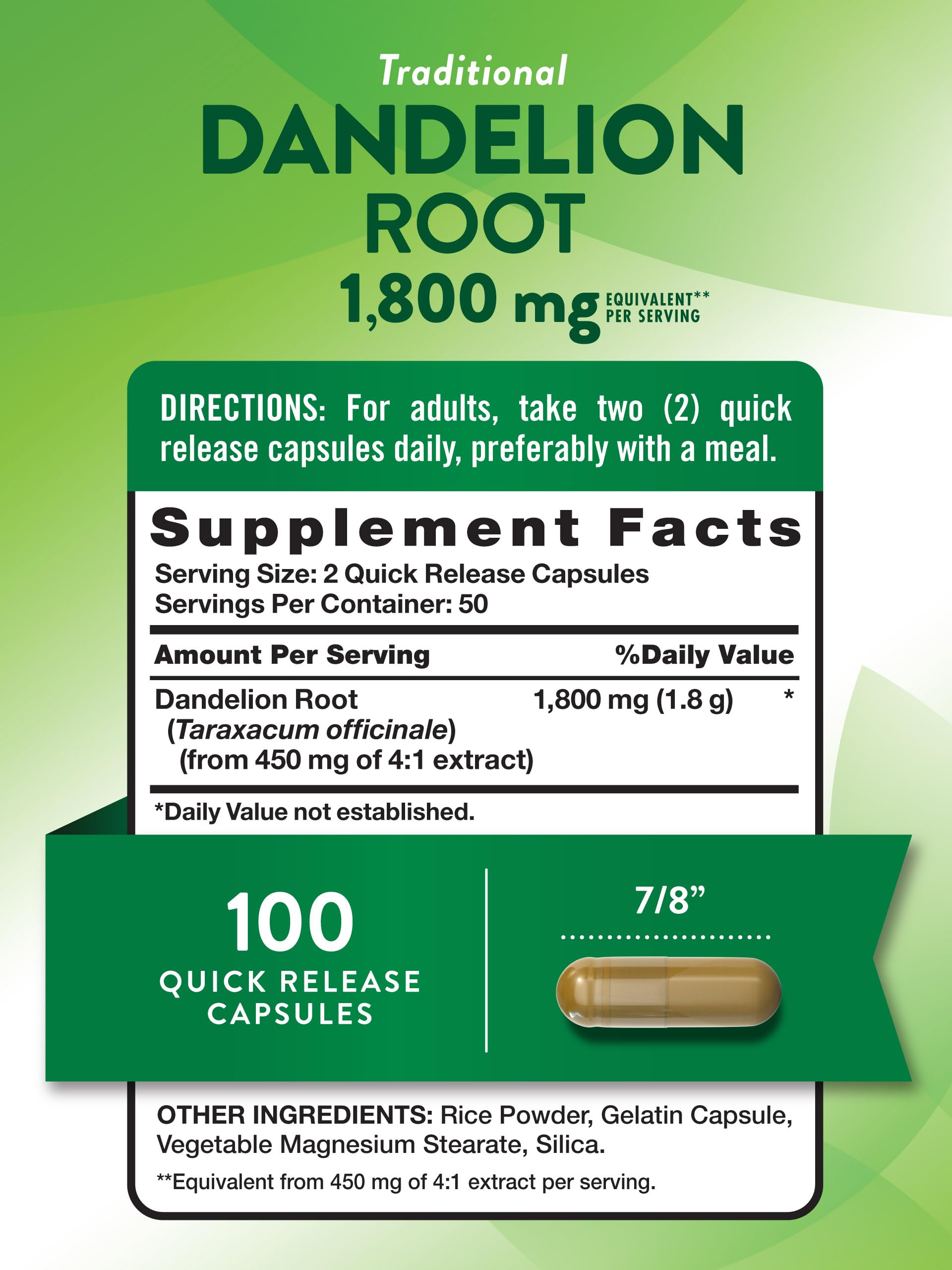 Foto 3 pulgar | Suplemento Nature's Truth De Raíz De Diente De León 1800 Mg 100 Cápsulas - Venta Internacional.