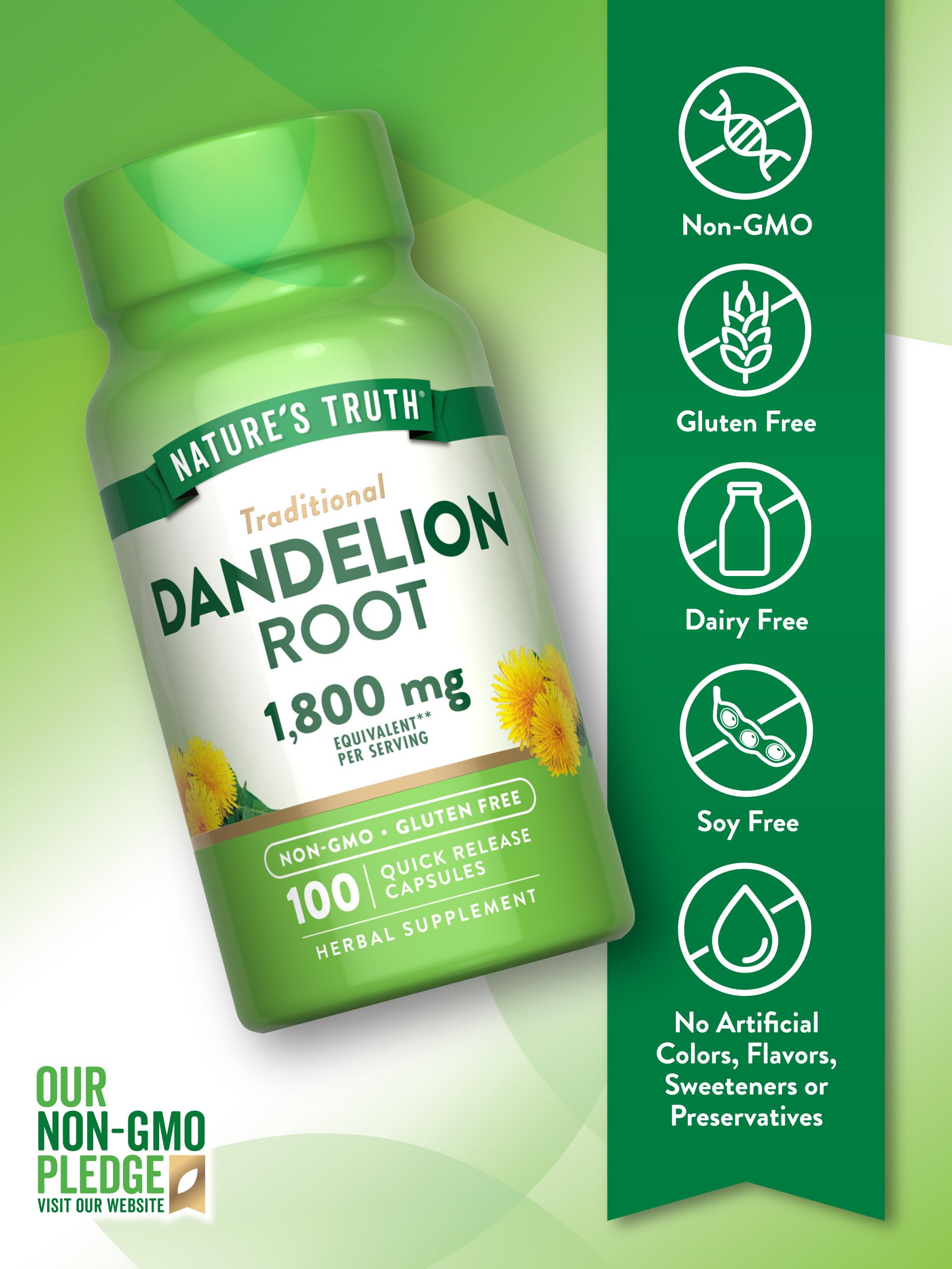 Foto 4 pulgar | Suplemento Nature's Truth De Raíz De Diente De León 1800 Mg 100 Cápsulas - Venta Internacional.