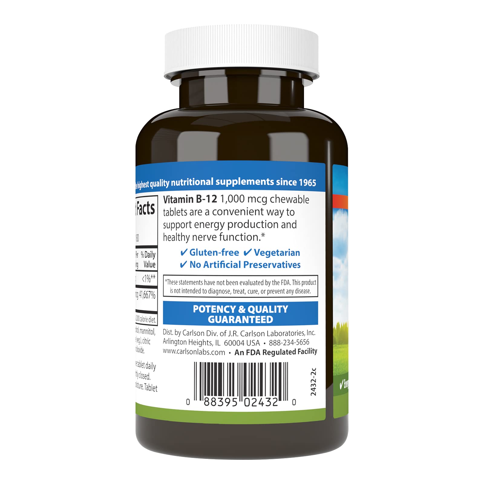 Foto 4 pulgar | Suplemento Carlson Chewable B-12 1000 Mcg De Limón 180 Tabletas - Venta Internacional.