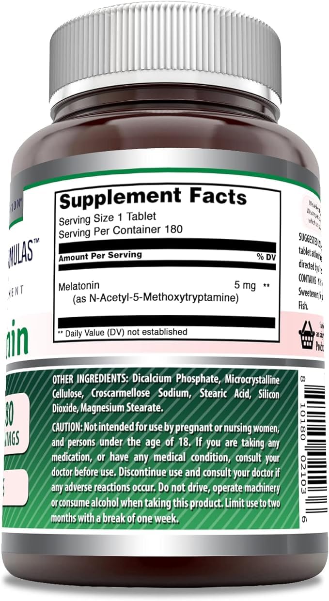 Foto 3 pulgar | Suplemento Amazing Formulas De Melatonina, 5 Mg, 180 Comprimidos X 2 - Venta Internacional.