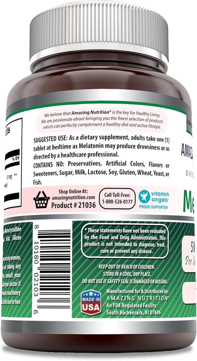 Foto 4 pulgar | Suplemento Amazing Formulas De Melatonina, 5 Mg, 180 Comprimidos X 2 - Venta Internacional.