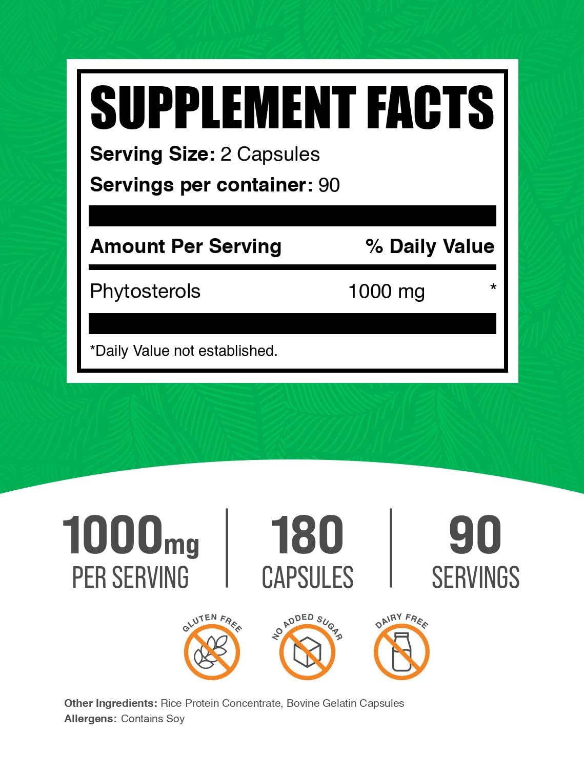 Foto 3 pulgar | Suplemento De Fitoesteroles Bulksupplements.com 1000 Mg 180 Cápsulas - Venta Internacional.