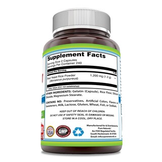 Foto 3 | Suplemento De Arroz De Levadura Roja De Pure Naturals, 1200 Mg, 480 Cápsulas - Venta Internacional.