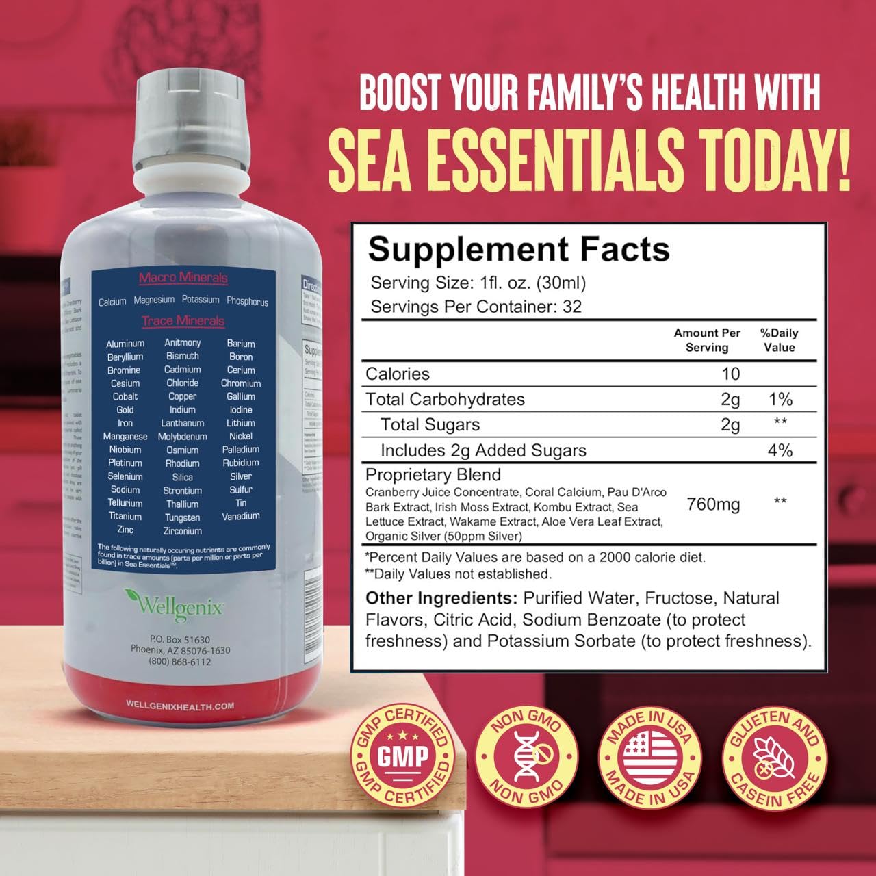 Foto 7 pulgar | Vitamina Líquida Wellgenix Sea Essentials Coral Calcium 946 Ml - Venta Internacional.