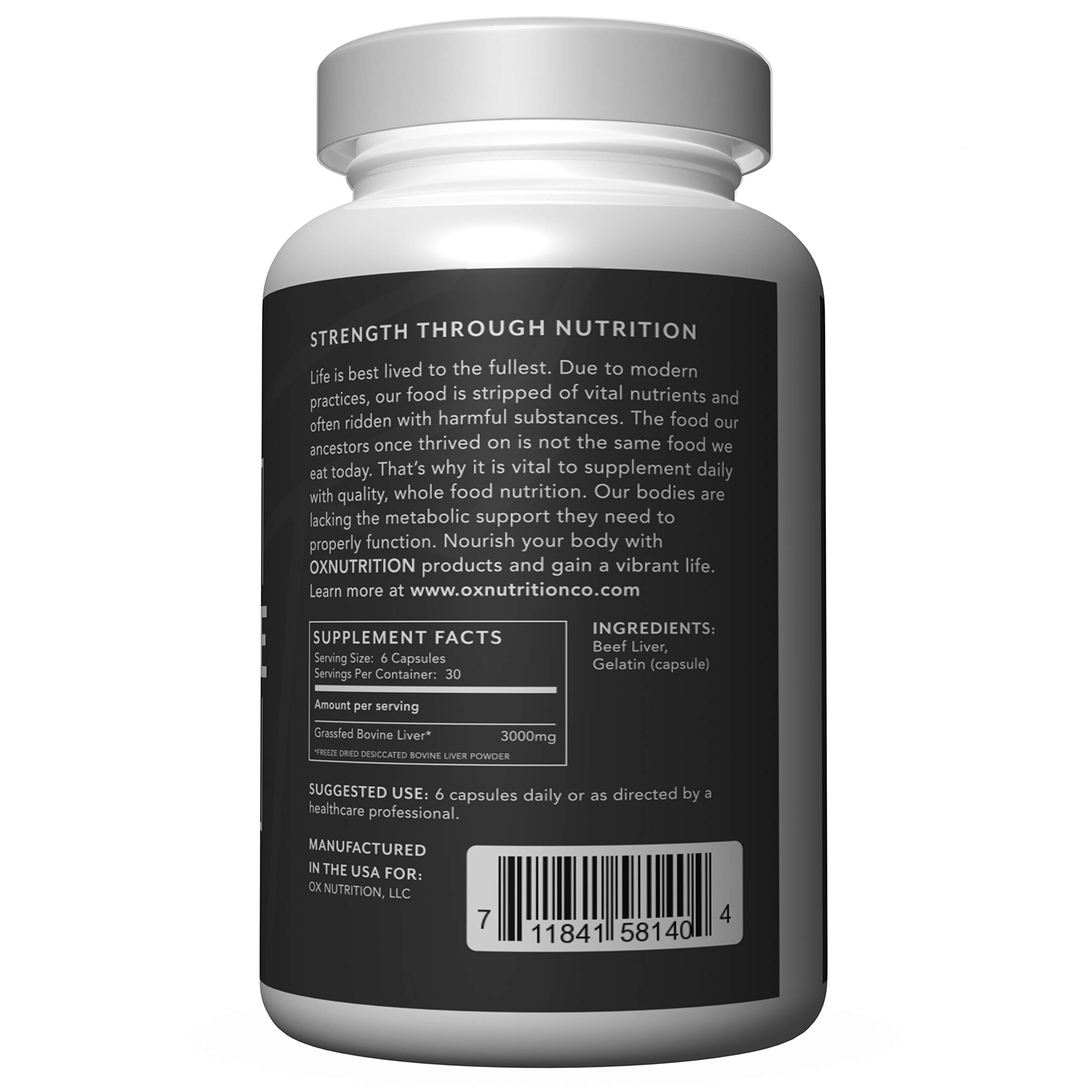 Foto 4 pulgar | Suplemento Oxnutrition Hígado De Res Alimentado Con Pasto 180 Cápsulas - Venta Internacional.