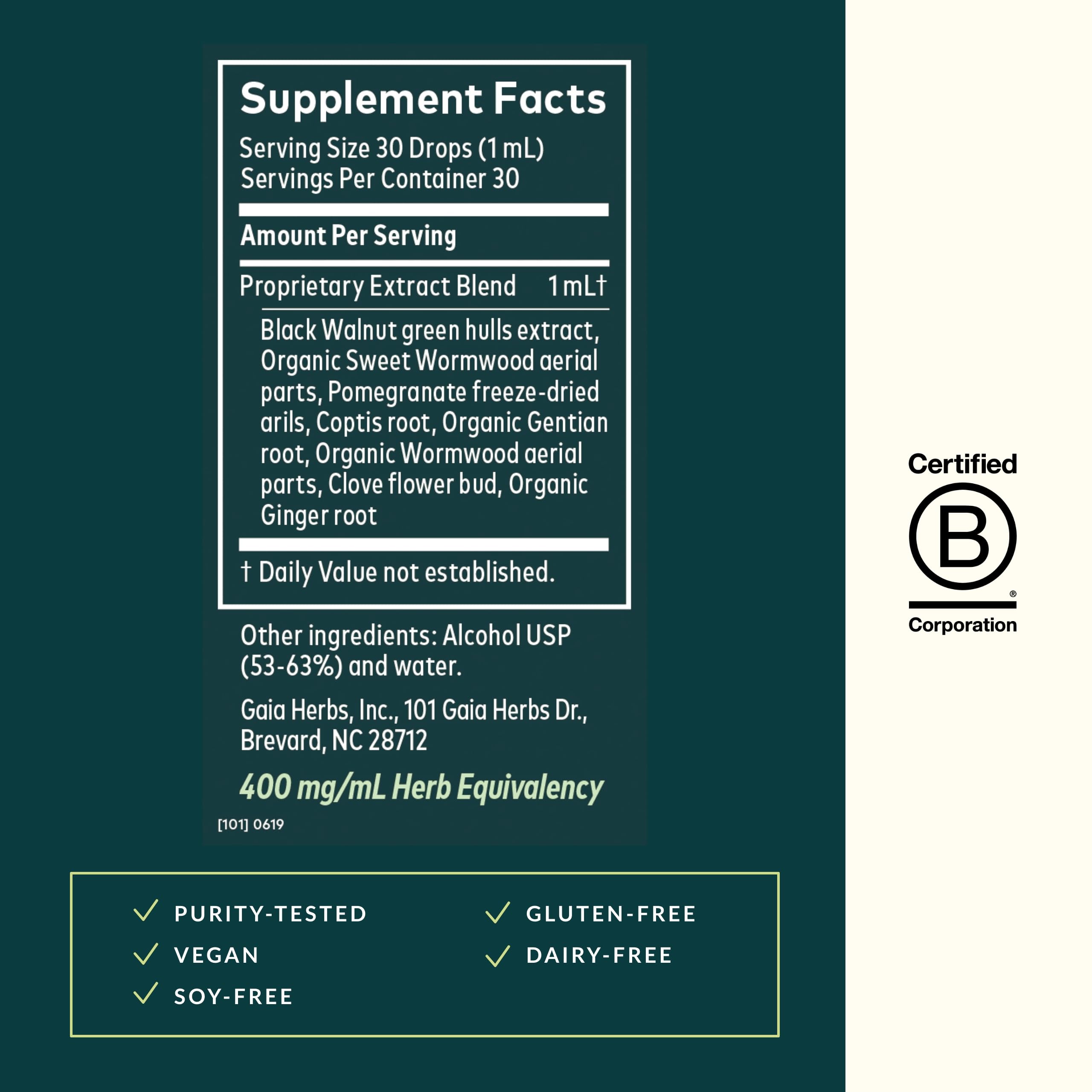 Foto 3 pulgar | Suplemento Gaia Herbs Wormwood Black Walnut Supreme 30 Ml - Venta Internacional.