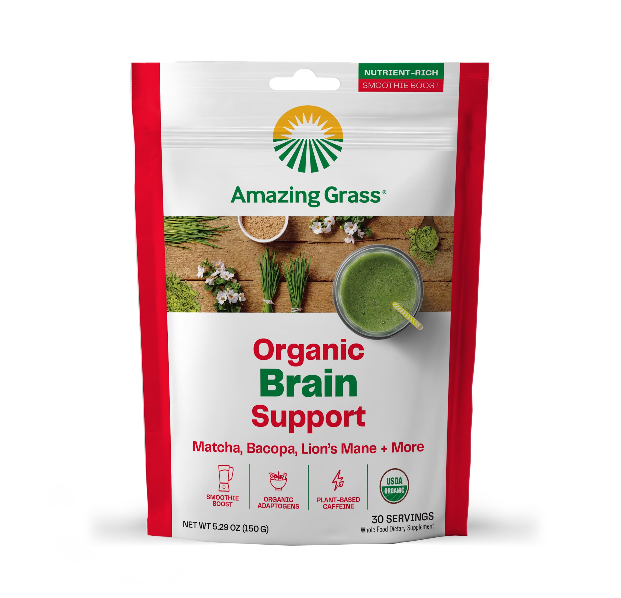 Foto 2 pulgar | Mezcla Para Batidos Amazing Grass Brain Booster 30 Porciones - Venta Internacional.