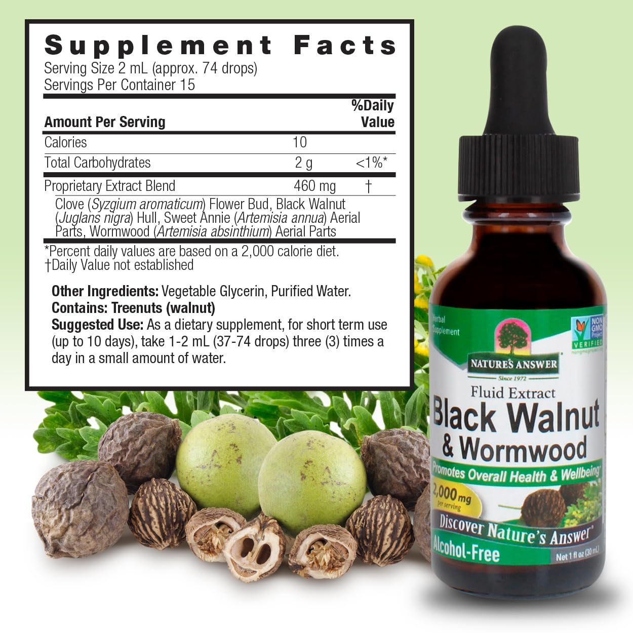 Foto 4 pulgar | Suplemento Nature's Answer, Nogal Negro, Ajenjo, 60 Ml, 2000 Mg - Venta Internacional.