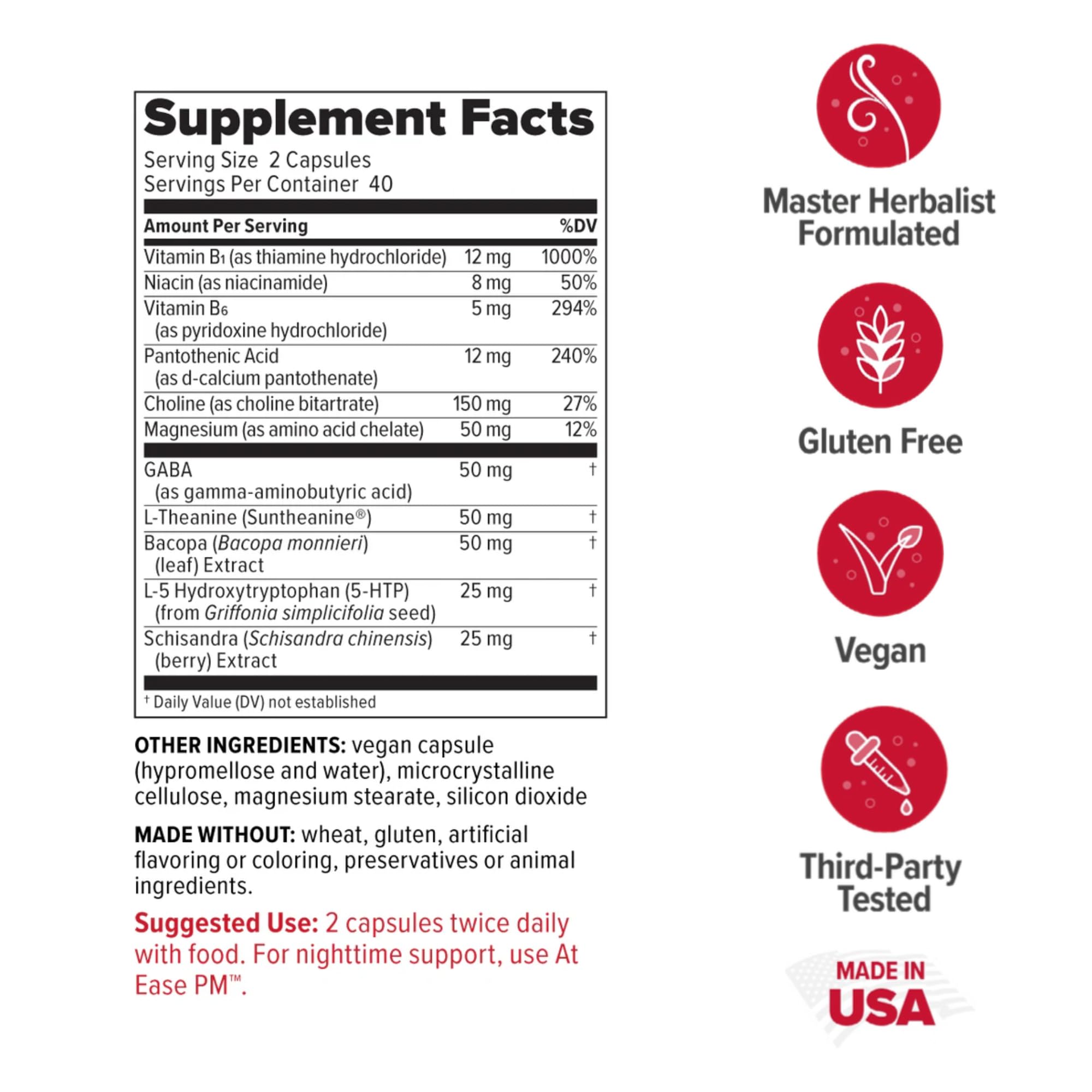Foto 3 pulgar | Supplement Redd Remedies At Ease Apoya La Relajación, 80 Cápsulas - Venta Internacional.