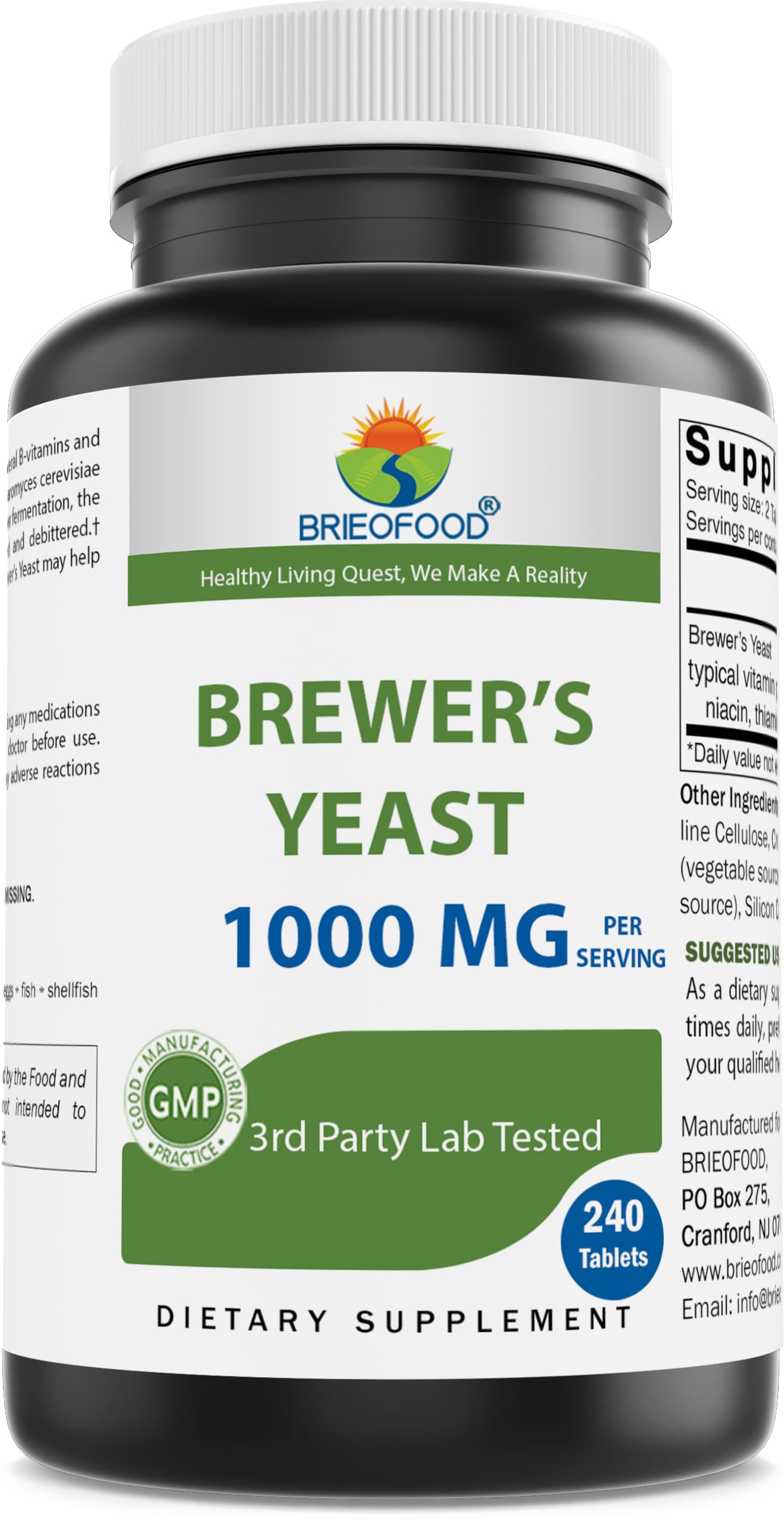Foto 1 | Suplemento Brieofood Brewers Yeast 1000 Mg 240 Comprimidos - Venta Internacional.