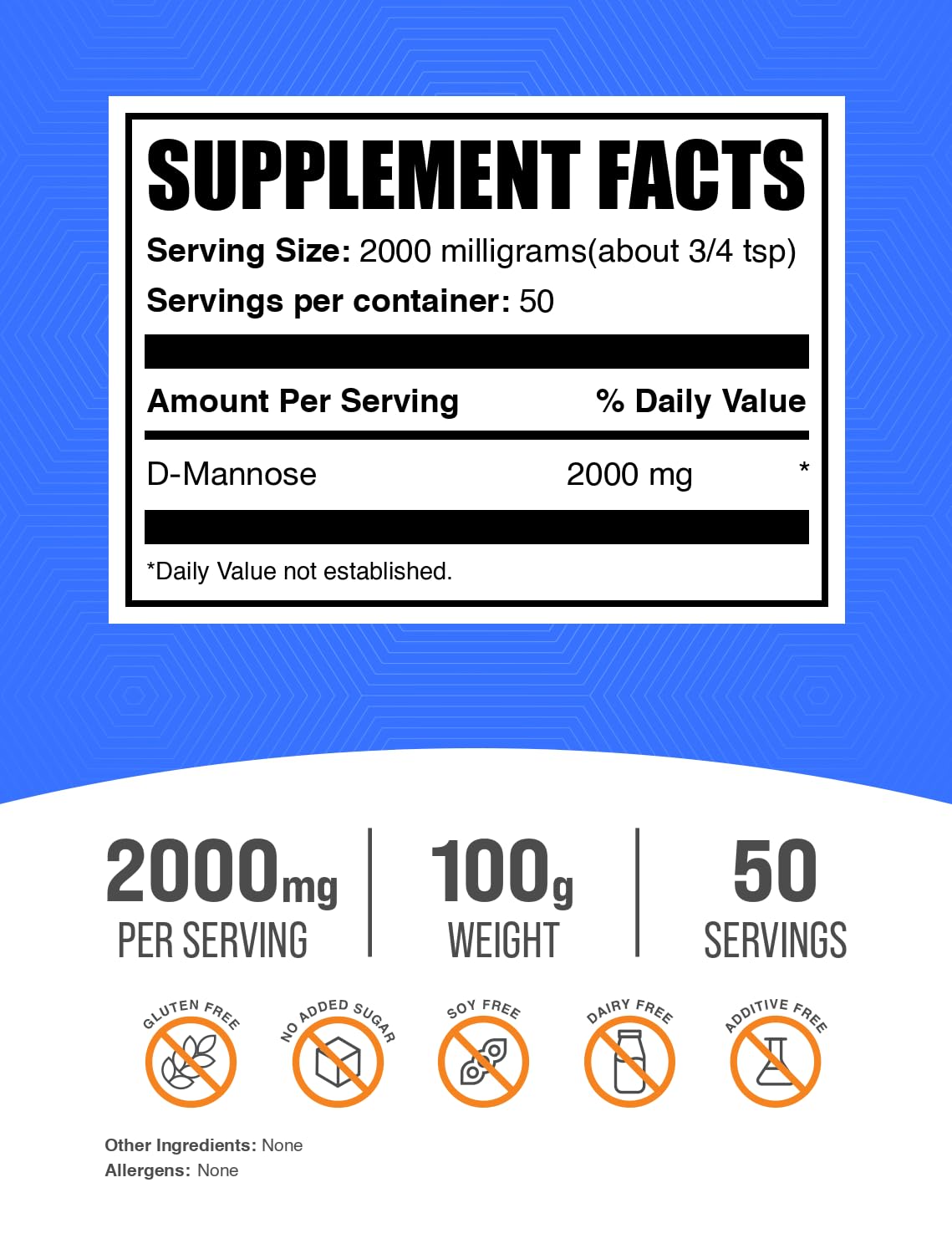 Foto 3 pulgar | Supplement Bulksupplements.com D-manosa En Polvo 100 G - Venta Internacional.