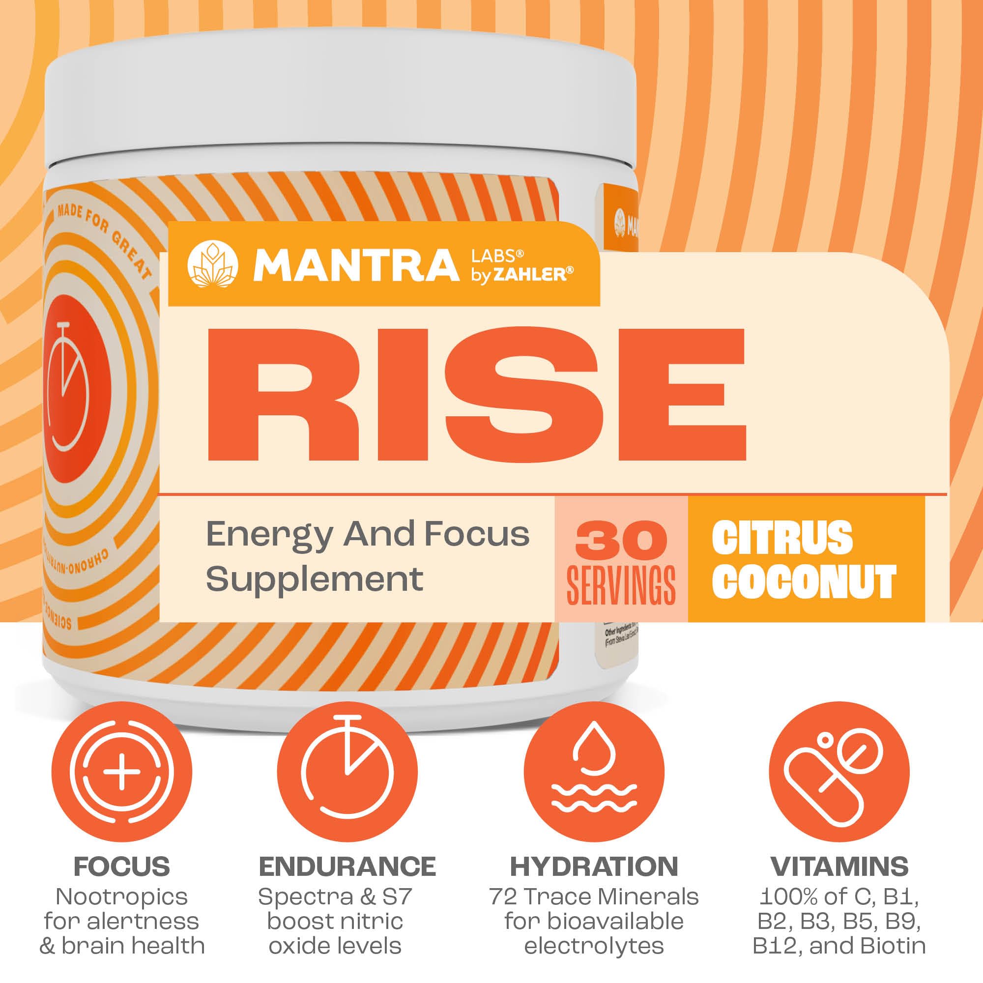 Foto 4 pulgar | Suplemento Zahler Mantra Rise Energy Focus 30 Porciones - Venta Internacional.