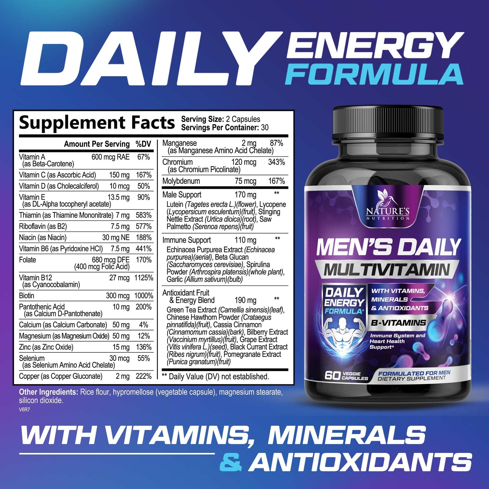 Foto 3 pulgar | Multivitamínico Nature's Nutrition Para Hombres 60 Cápsulas - Venta Internacional.