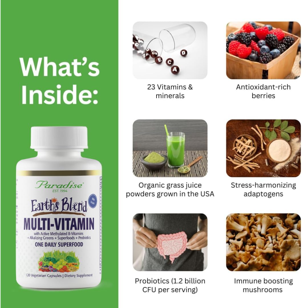 Foto 7 pulgar | Multivitamínico Paradise Herbs Earth's Blend Para Hombres 120 Cápsulas - Venta Internacional.
