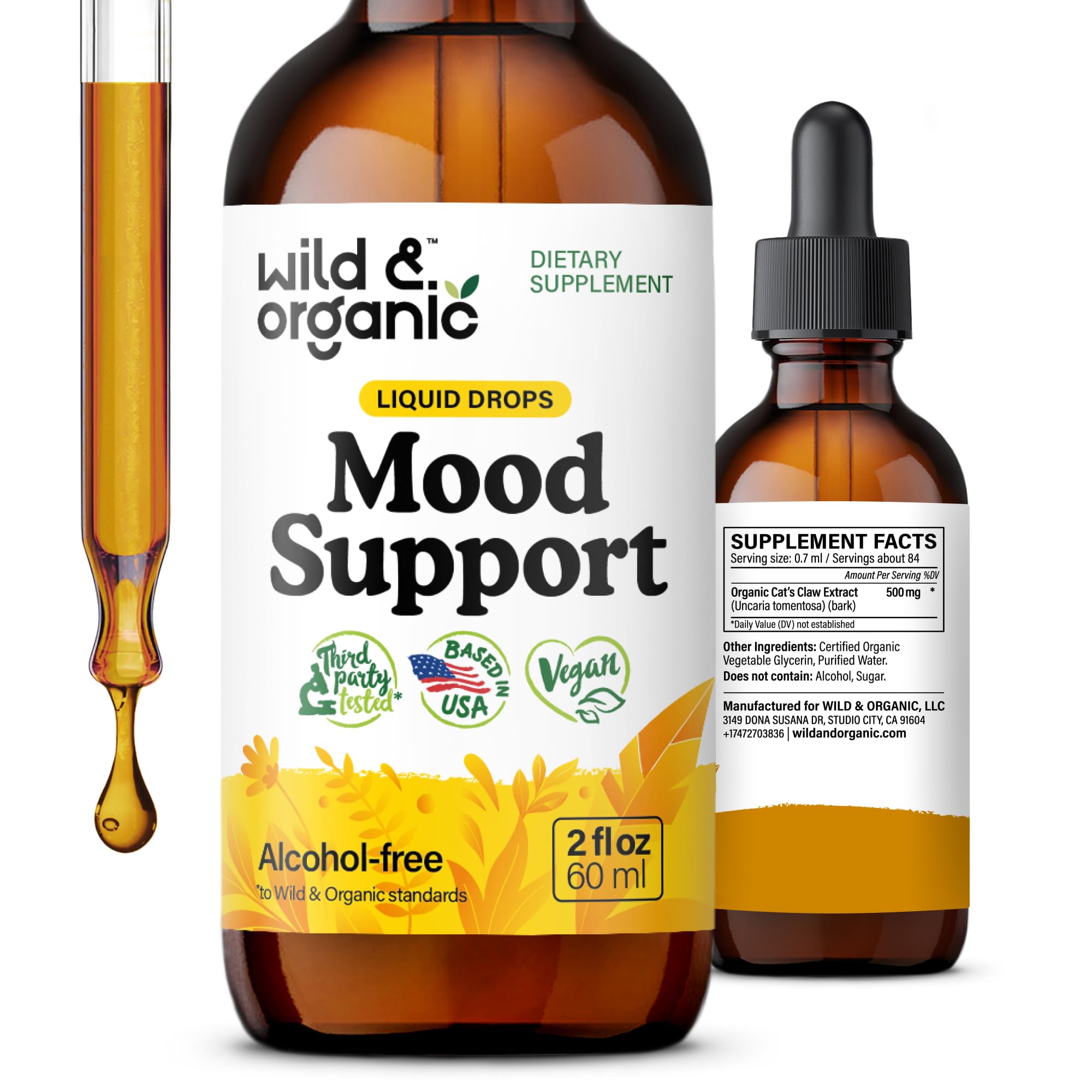 Foto 1 | Gotas De Apoyo Para El Estado De Ánimo Wild & Organic Good Mood, 60 Ml, Con Ashwagandha - Venta Internacional.