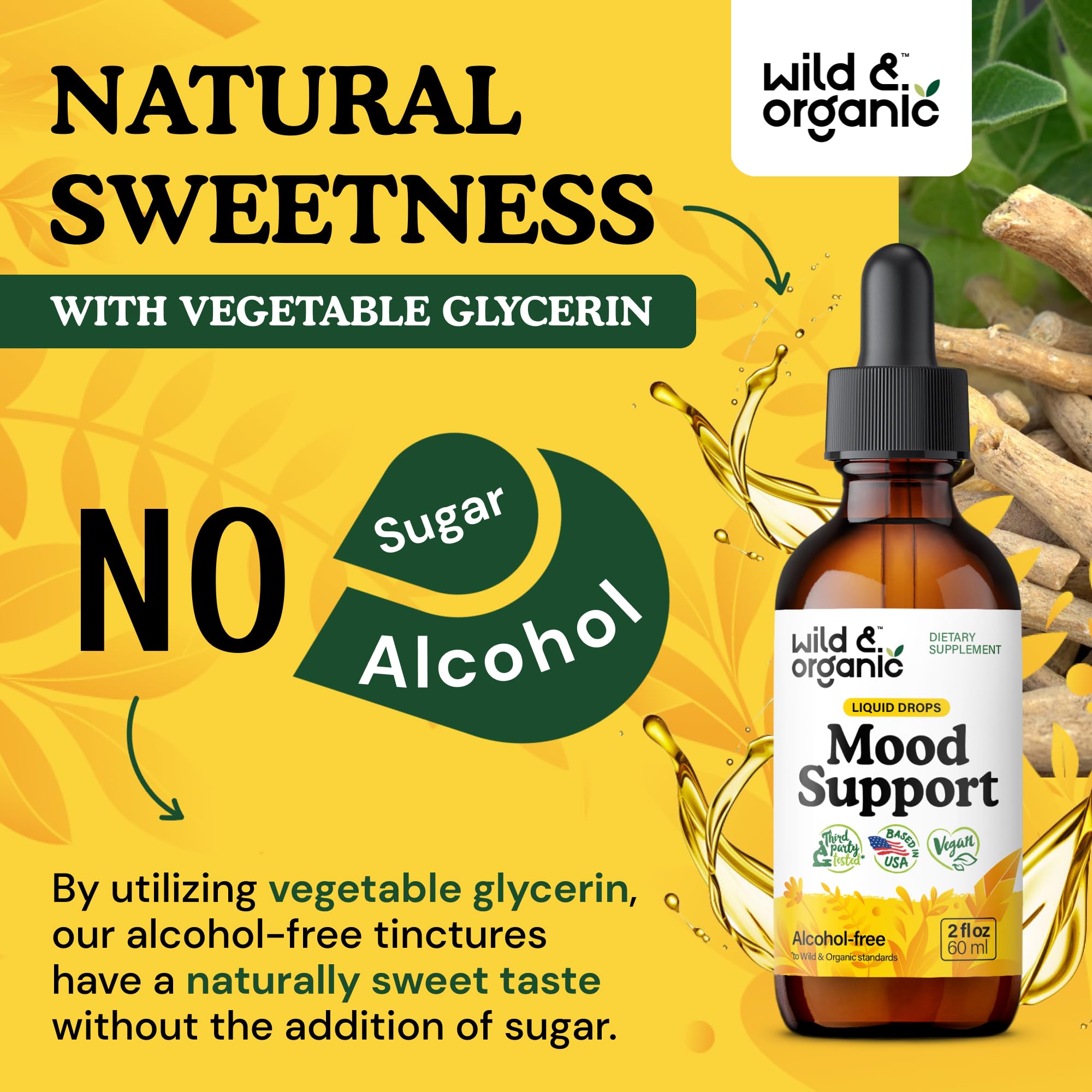Foto 7 pulgar | Gotas De Apoyo Para El Estado De Ánimo Wild & Organic Good Mood, 60 Ml, Con Ashwagandha - Venta Internacional.