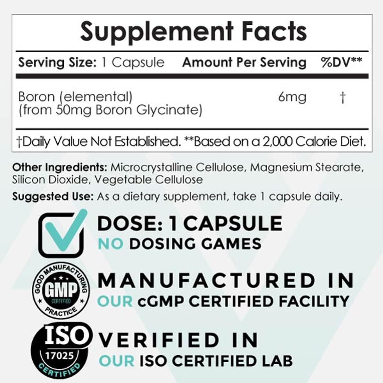 Foto 3 pulgar | Suplemento Nootropics Depot, Cápsulas De Glicinato De Boro, 50 Mg - Venta Internacional.