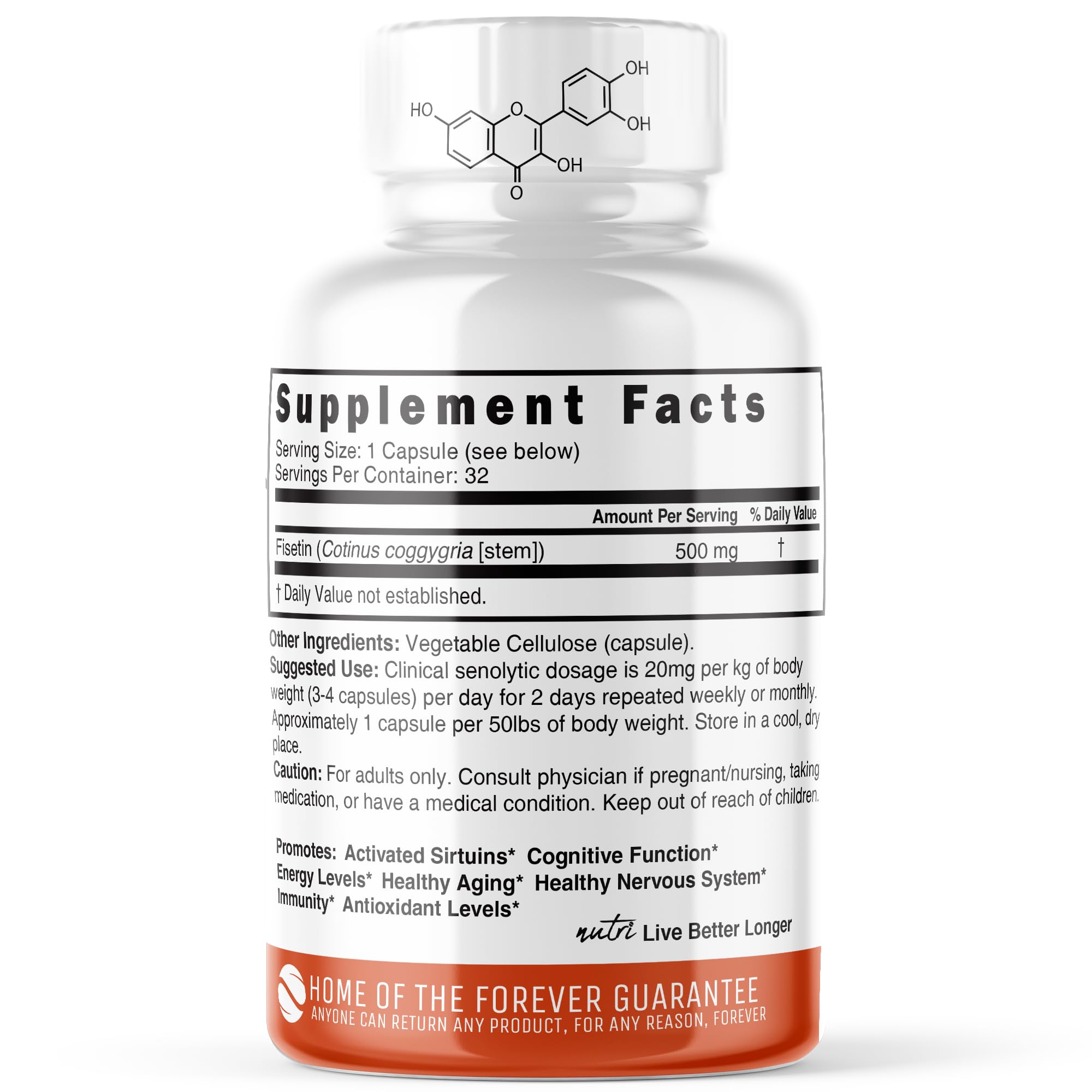 Foto 3 pulgar | Suplemento Nutri Fisetin De Nature's Fusions, 500 Mg, 32 Comprimidos - Venta Internacional.