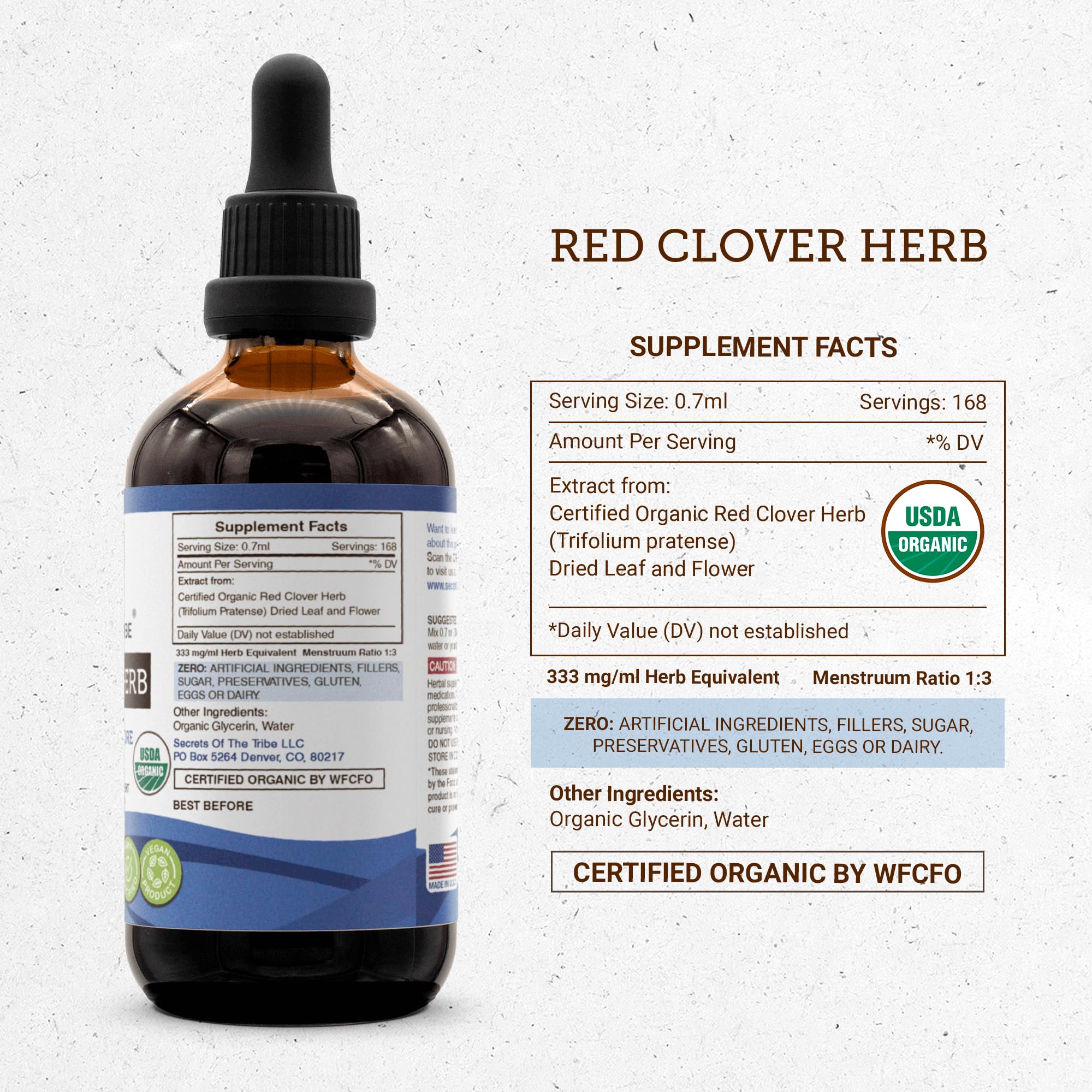 Foto 5 pulgar | Hierba De Trébol Rojo Tincture Secrets Of The Tribe, 120 Ml, Orgánica - Venta Internacional.