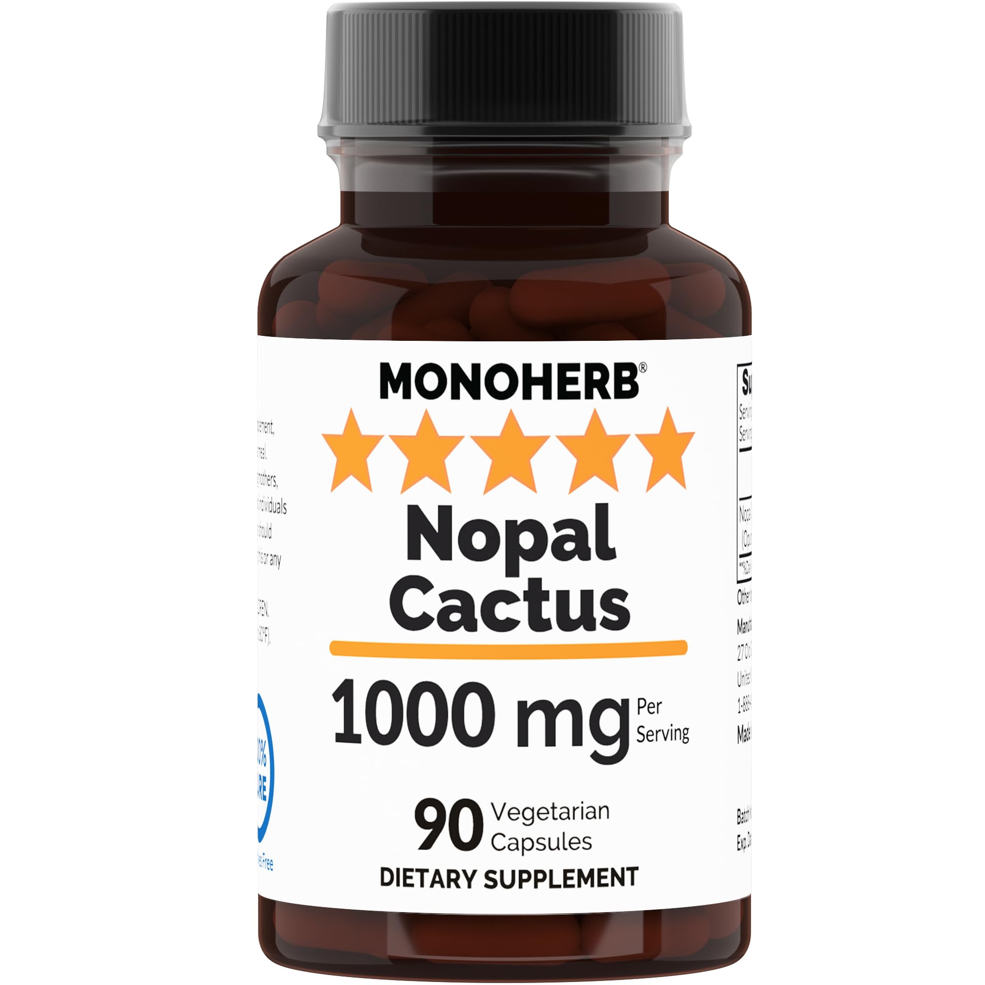 Foto 2 pulgar | Suplemento Monoherb Nopal Cactus 1000 Mg 90 Cápsulas Vegetarianas - Venta Internacional.
