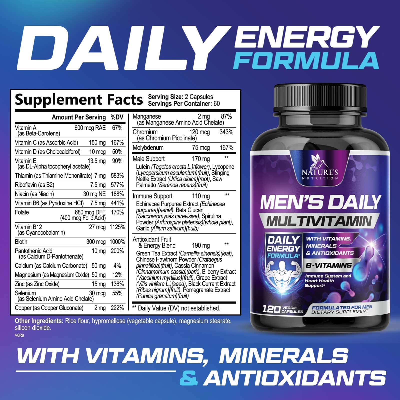 Foto 3 pulgar | Multivitamínico Nature's Nutrition Para Hombres 120 Cápsulas - Venta Internacional.