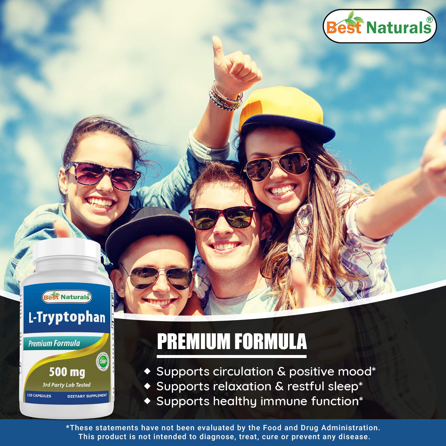 Foto 5 pulgar | Suplemento Best Naturals L-triptófano 500 Mg 120 Cápsulas X 2 - Venta Internacional.