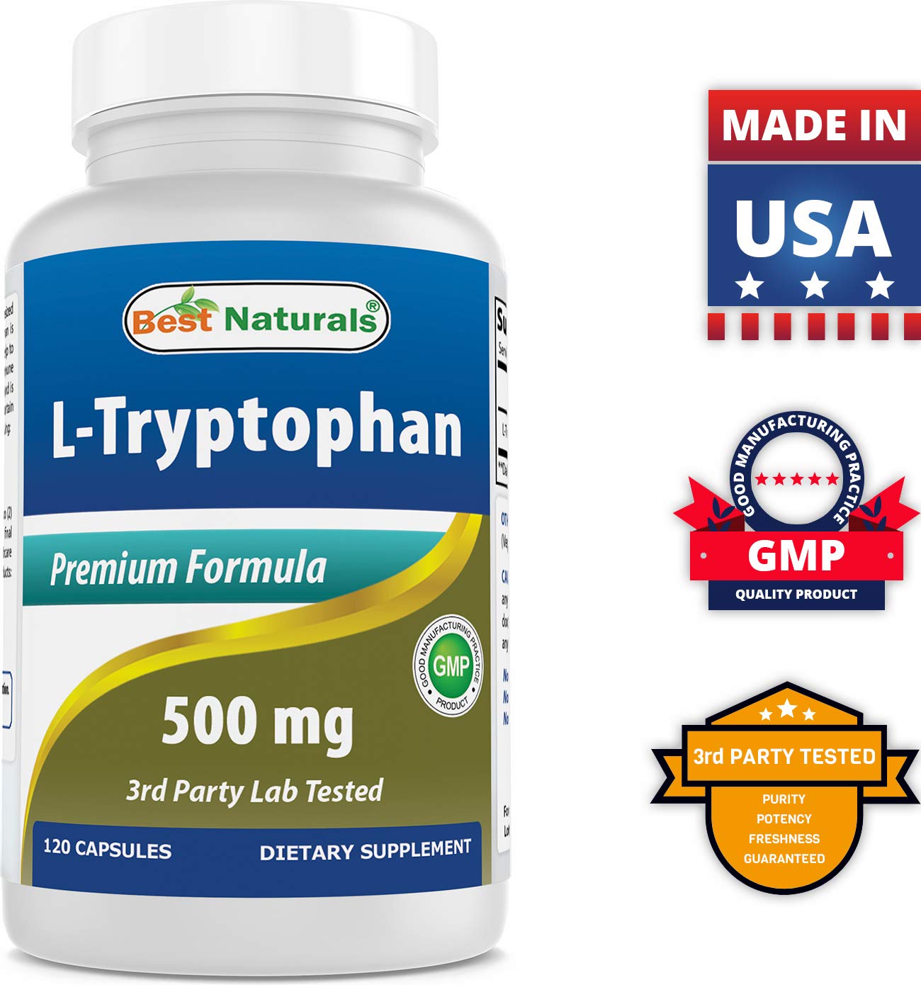 Foto 8 pulgar | Suplemento Best Naturals L-triptófano 500 Mg 120 Cápsulas X 2 - Venta Internacional.