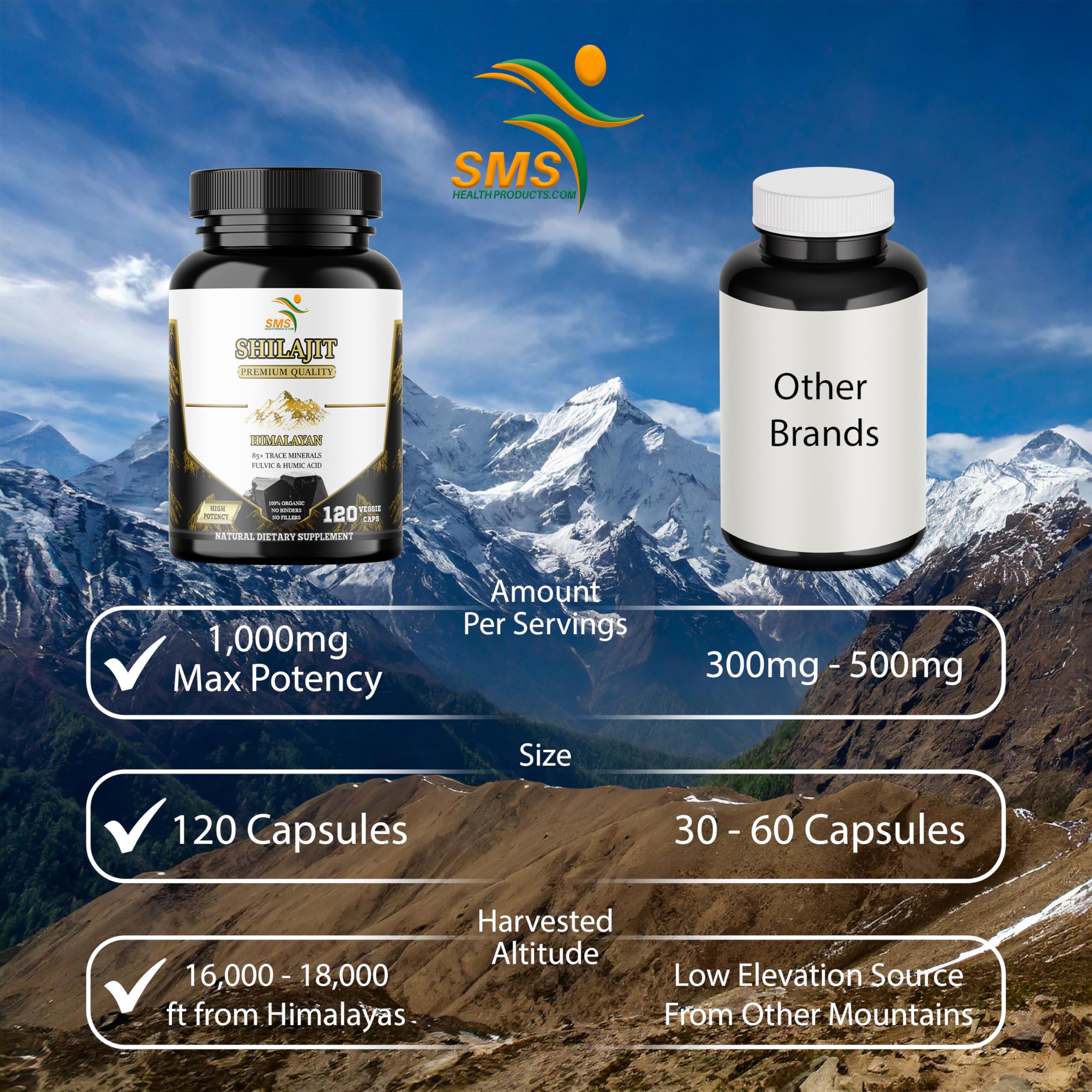 Foto 3 pulgar | Suplemento Smshealthproducts Shilajit Pure Himalayan 120 Cápsulas - Venta Internacional.