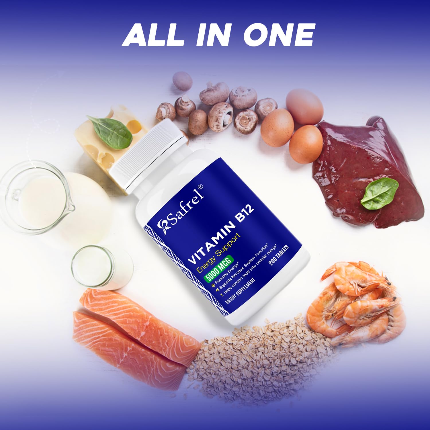 Foto 5 pulgar | Suplemento Safrel De Vitamina B12 En Tabletas De 5000 Mcg Para 20 Días - Venta Internacional.