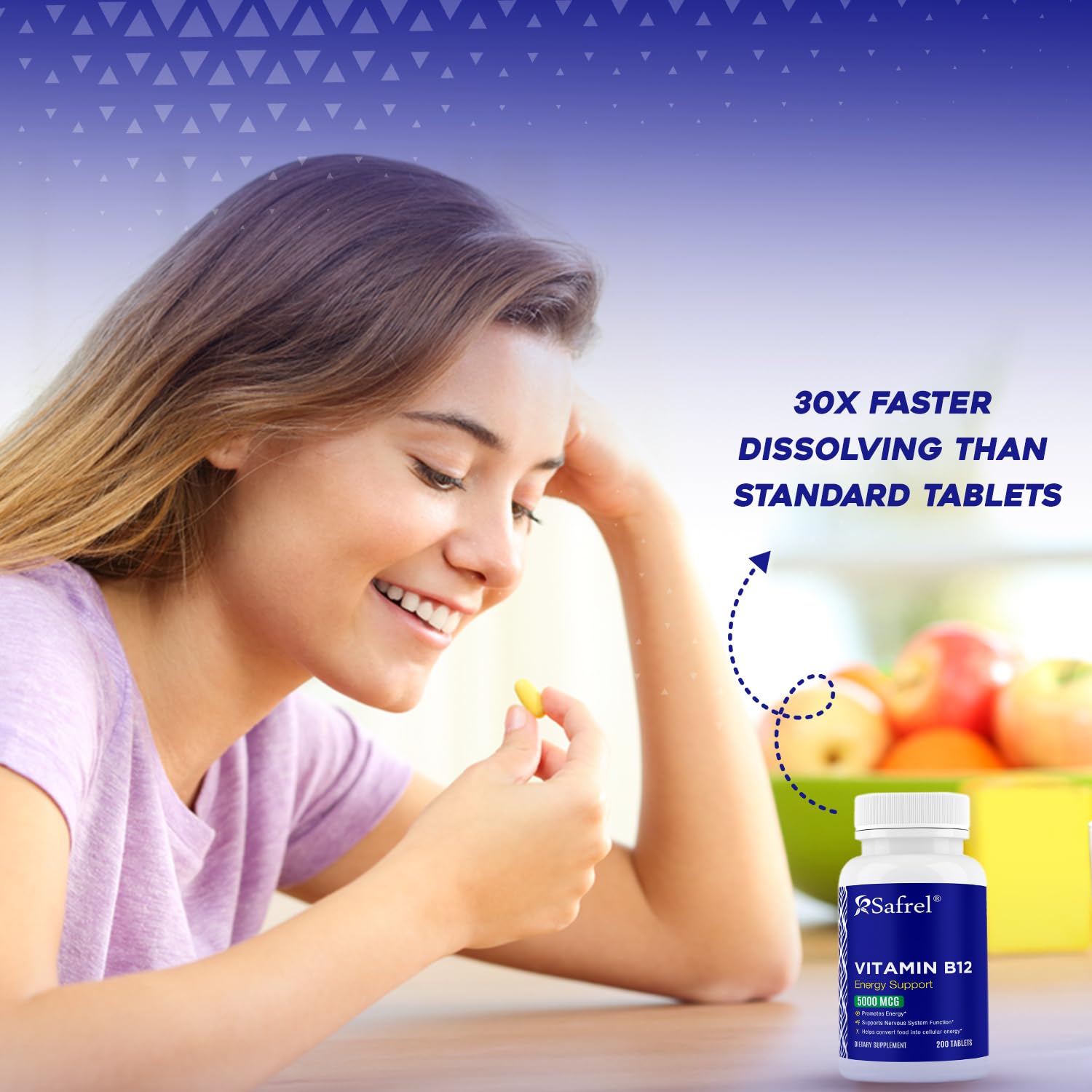 Foto 7 pulgar | Suplemento Safrel De Vitamina B12 En Tabletas De 5000 Mcg Para 20 Días - Venta Internacional.